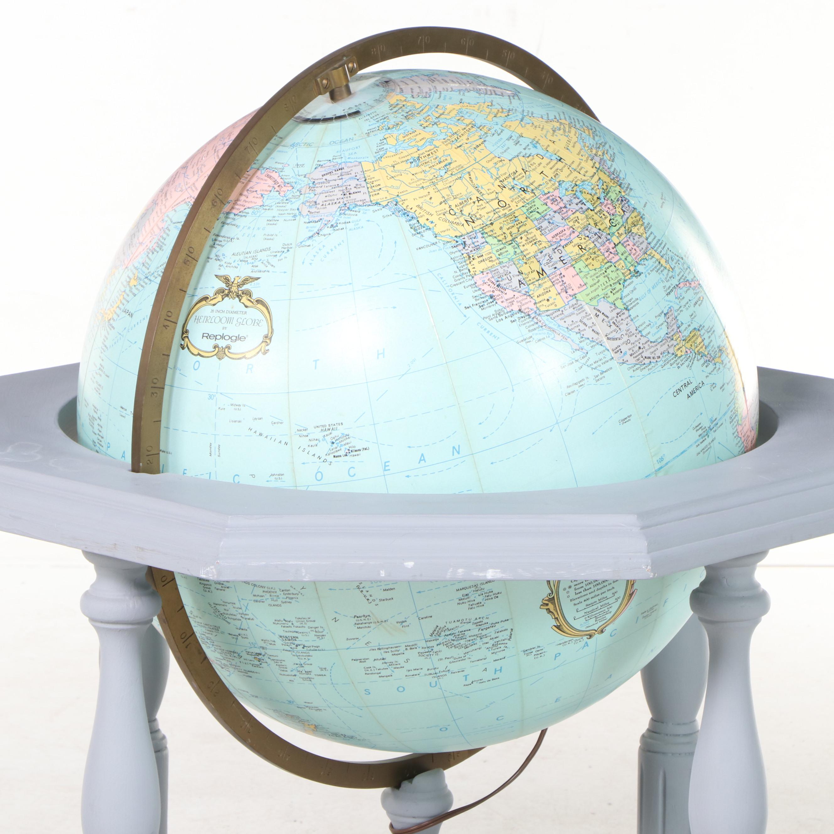 Replogle 20" Illuminated Heirloom Globe on Stand, Late 20th Century