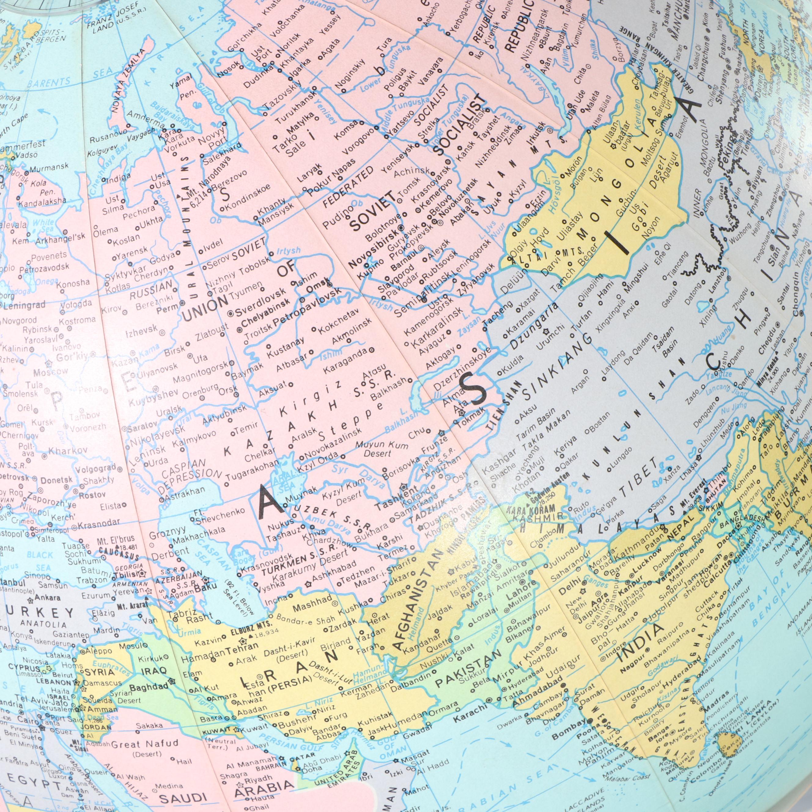 Replogle 20" Illuminated Heirloom Globe on Stand, Late 20th Century