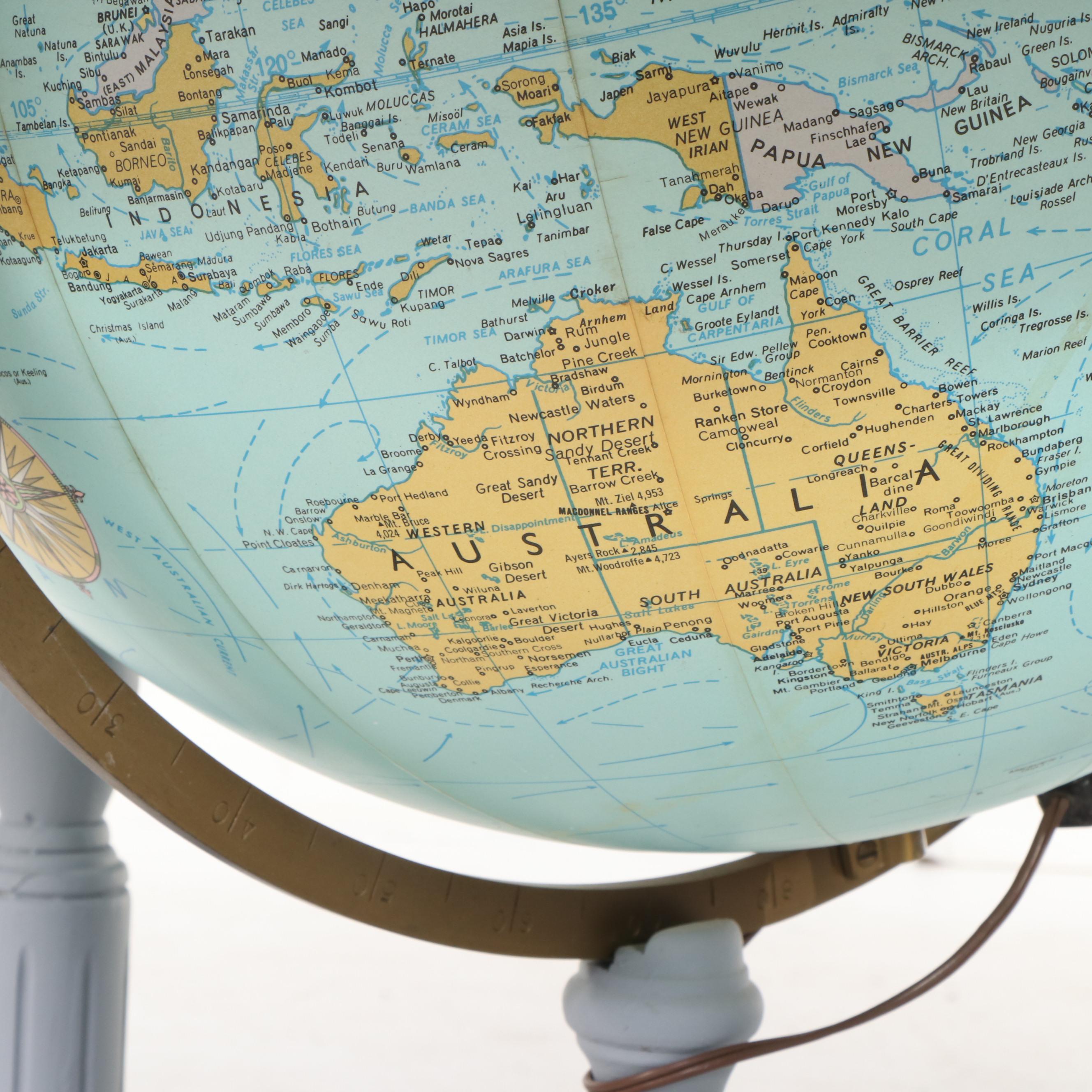 Replogle 20" Illuminated Heirloom Globe on Stand, Late 20th Century