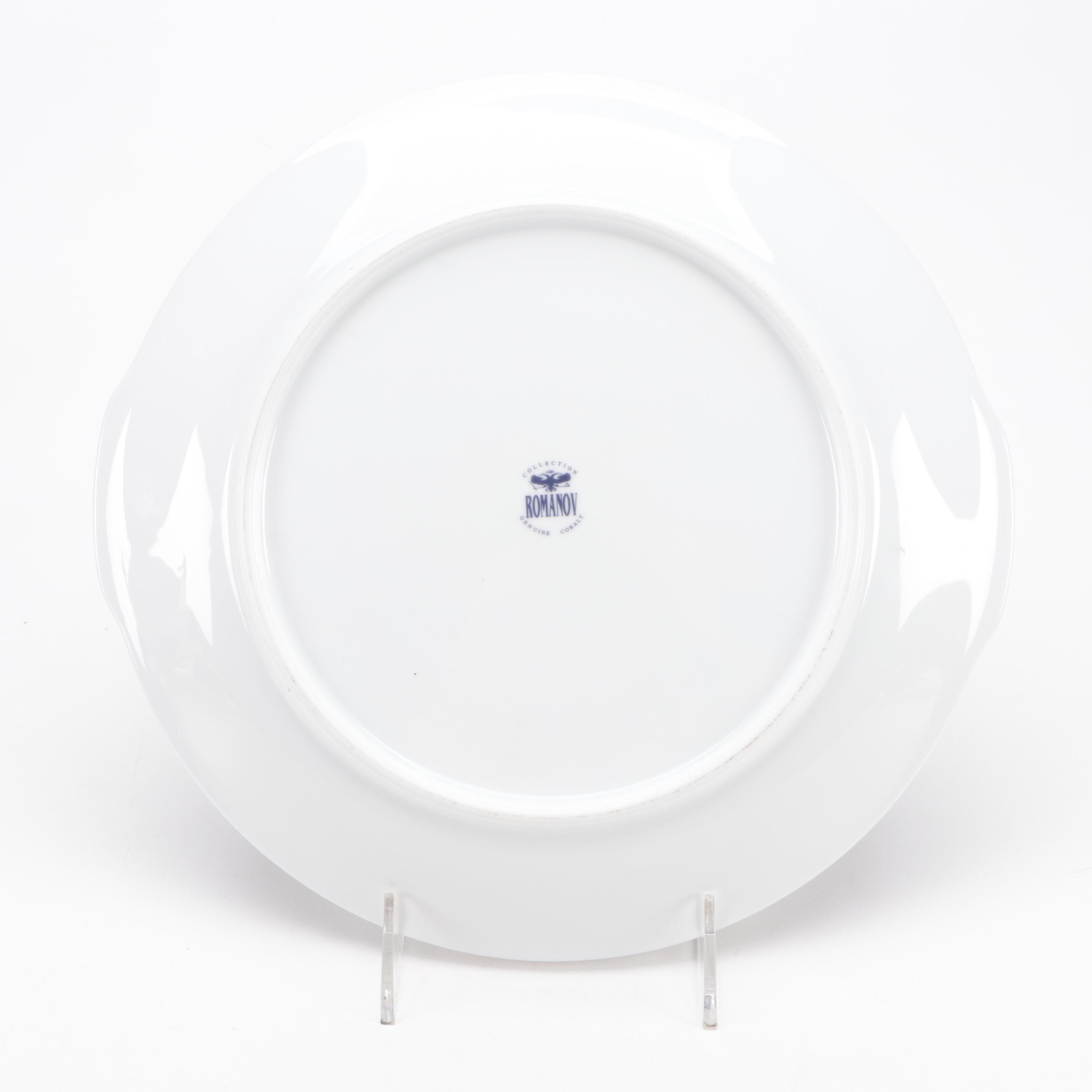 Christineholm "Romanov" Gilt and Cobalt Porcelain Dinnerware, 1990s