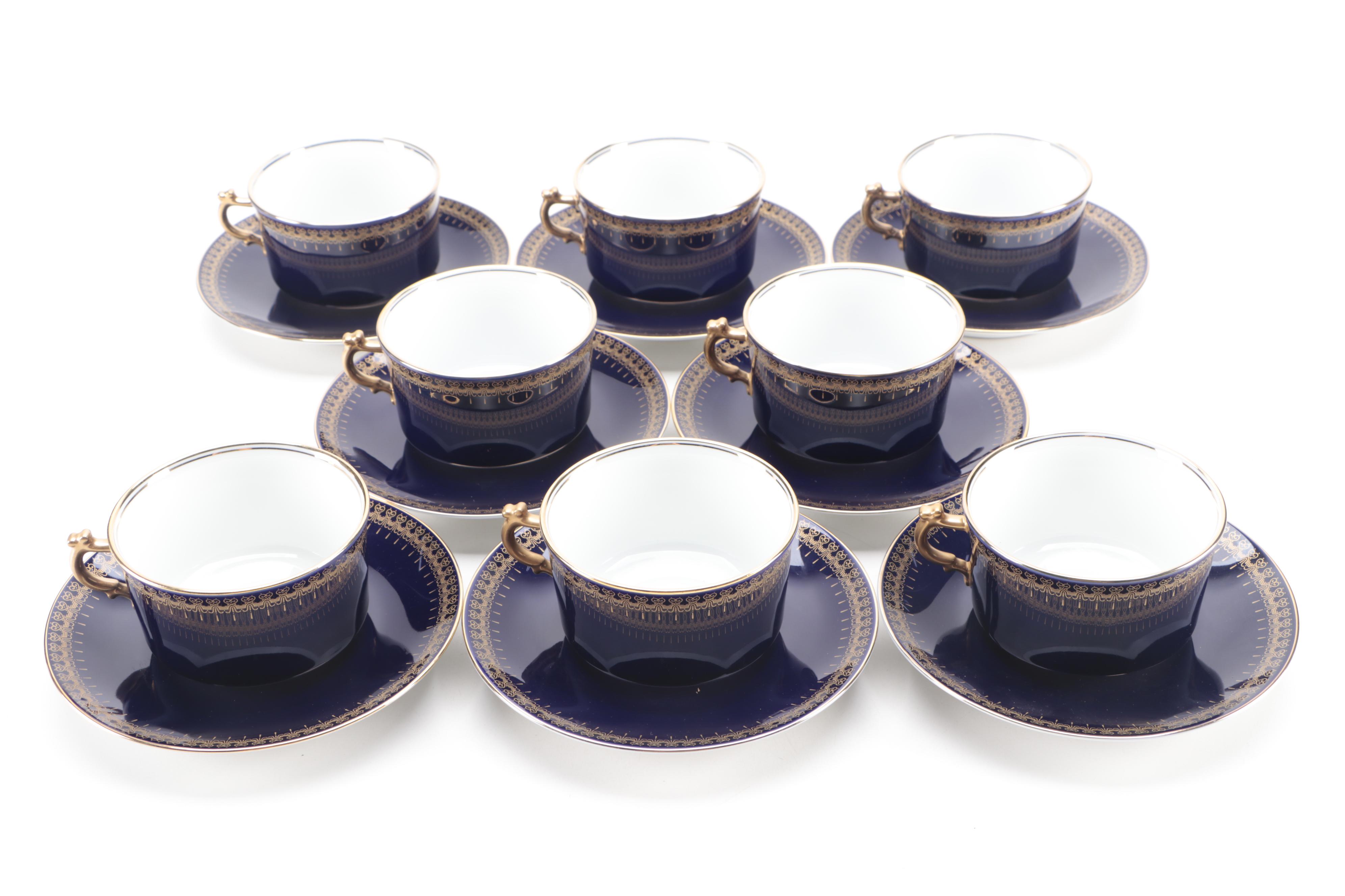 Christineholm "Romanov" Gilt and Cobalt Porcelain Dinnerware, 1990s