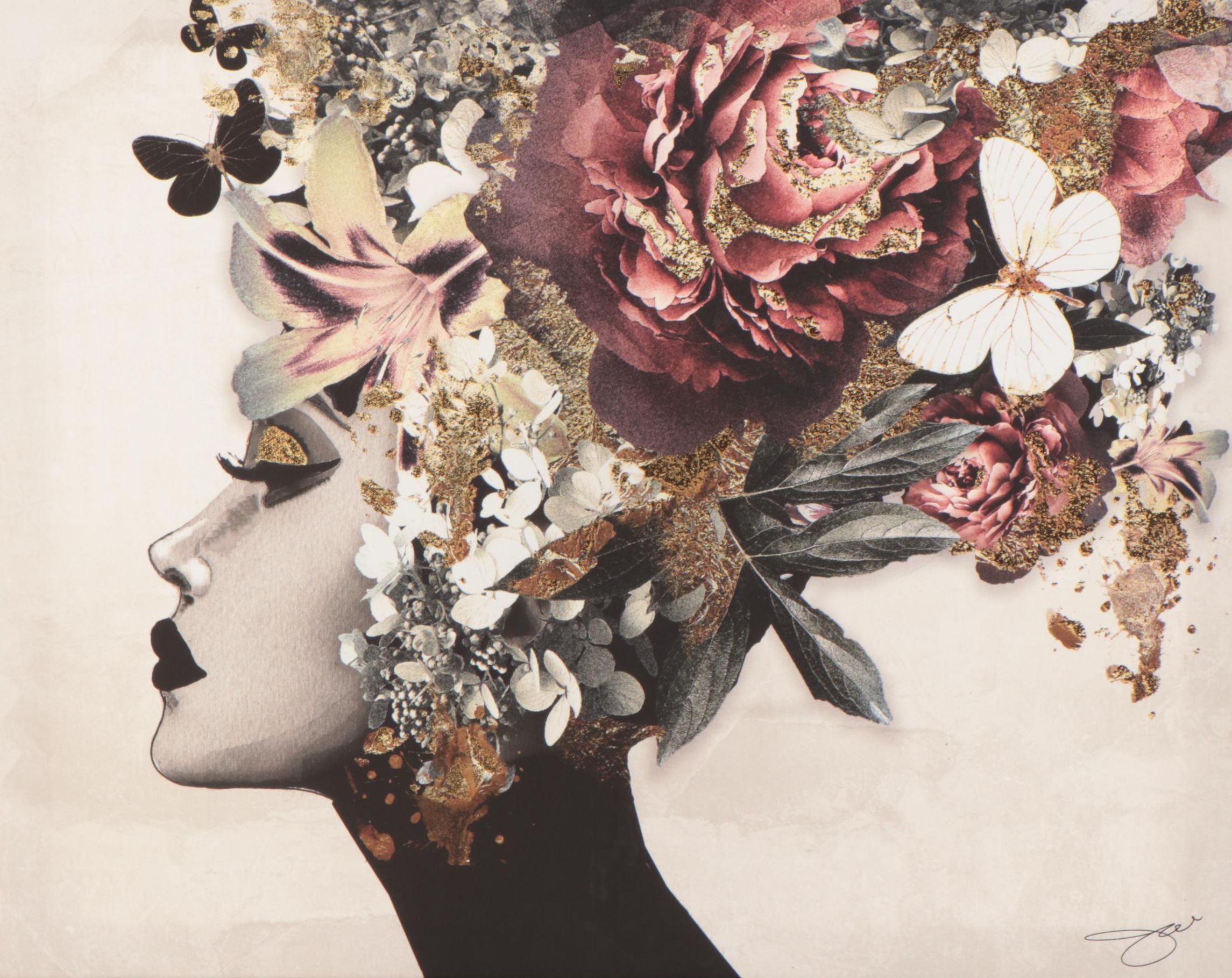 Embellished Giclée of Woman With Floral Headdress