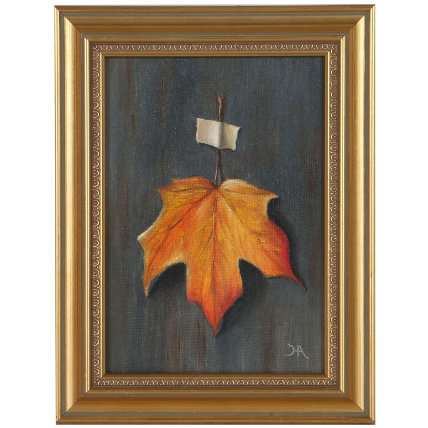 Houra H. Alghizzi Oil Painting "Maple Leaf," 2022