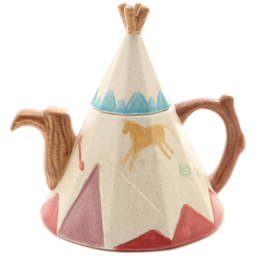 Novelty Ceramic Teapot in the Shape of Teepee