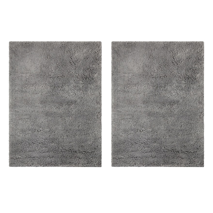 Two 4' x 5'6 Machine Made Grey Washable Shag Area Rugs