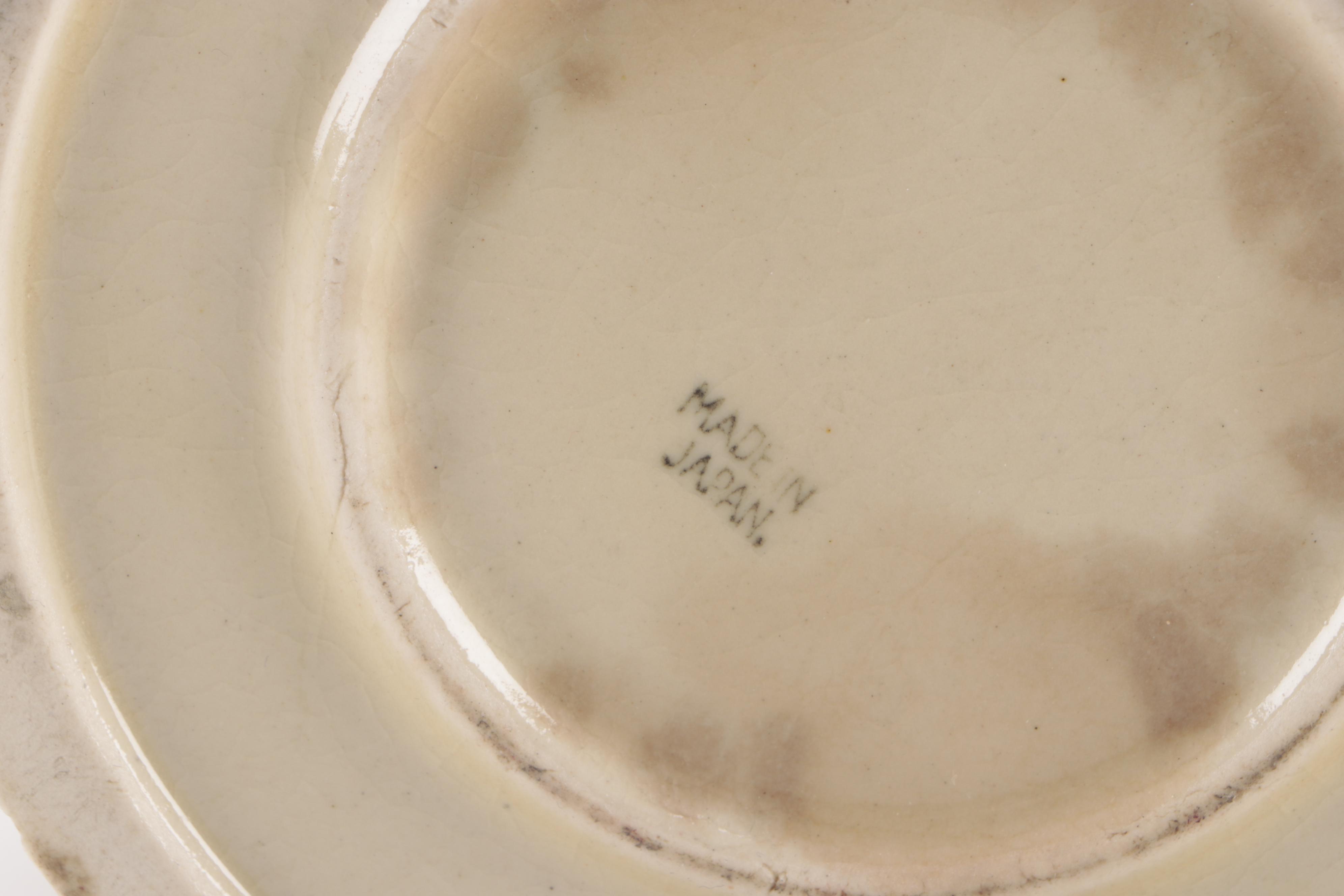 Barbotine Style Majolica Vase with Other Tableware, 20th Century