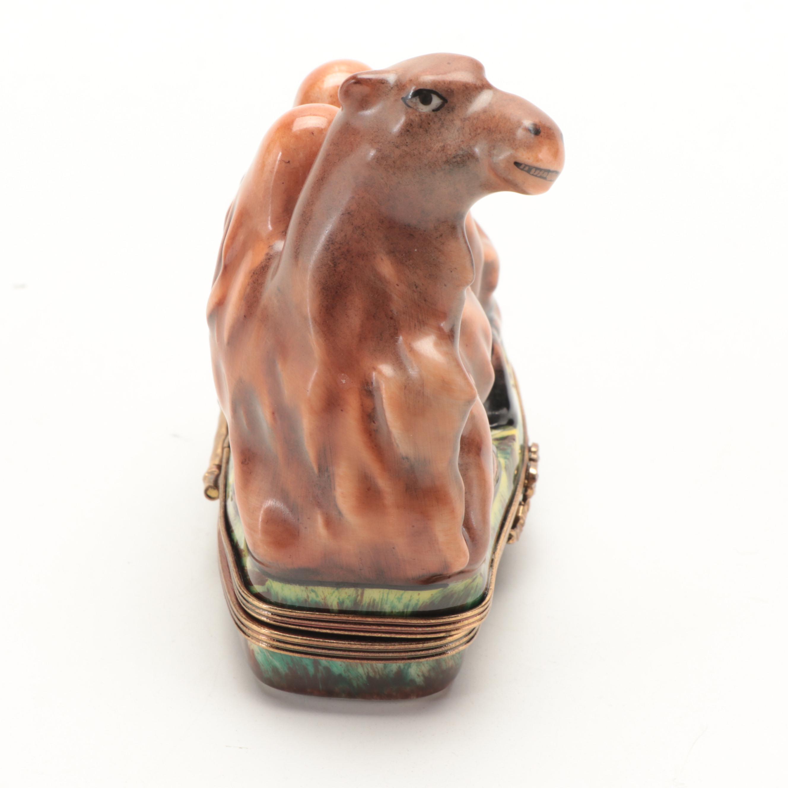 Chamart Hand-Painted Porcelain Bactrian Camel Limoges Box