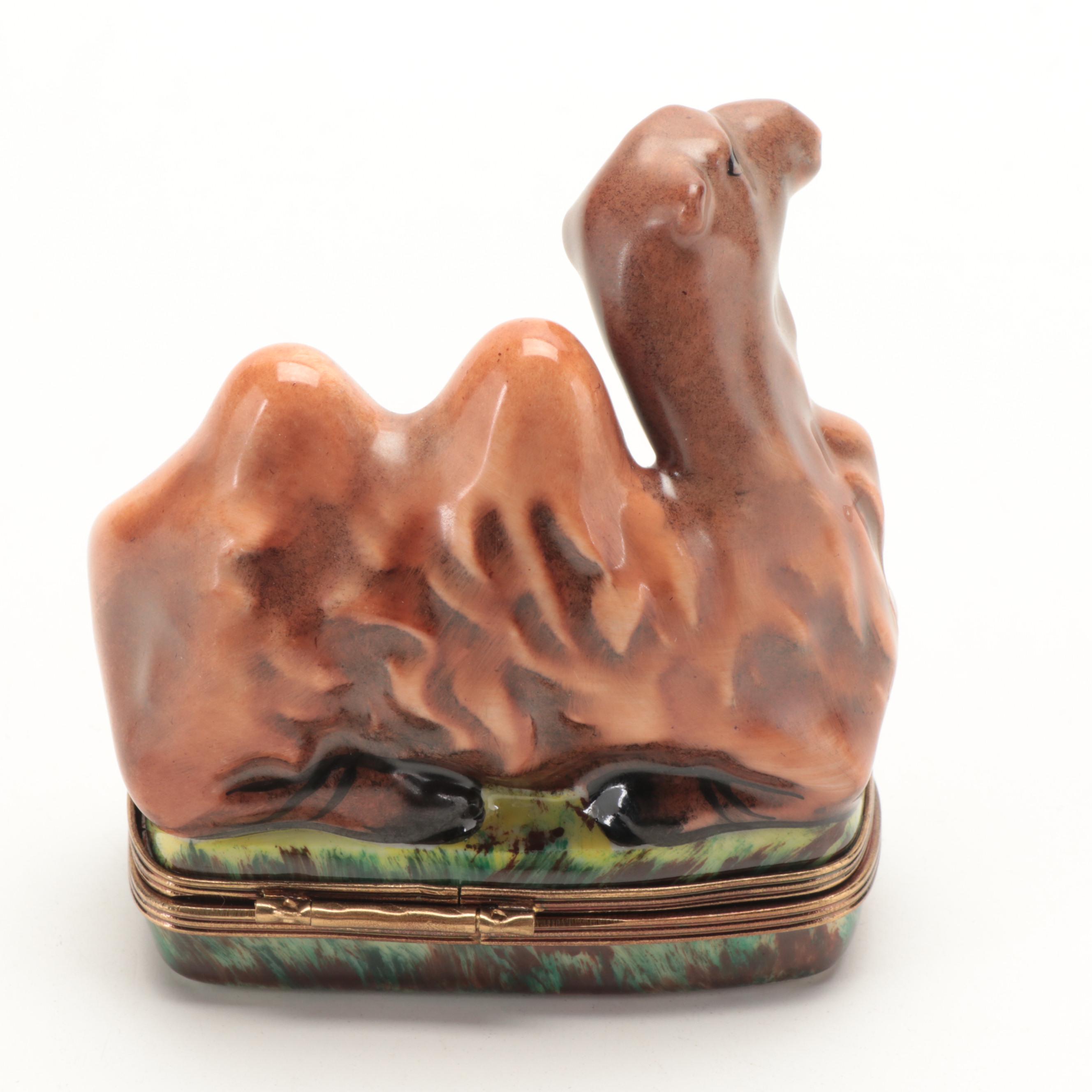 Chamart Hand-Painted Porcelain Bactrian Camel Limoges Box