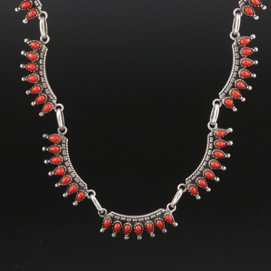 Southwestern Sterling Scalloped Linked Necklace