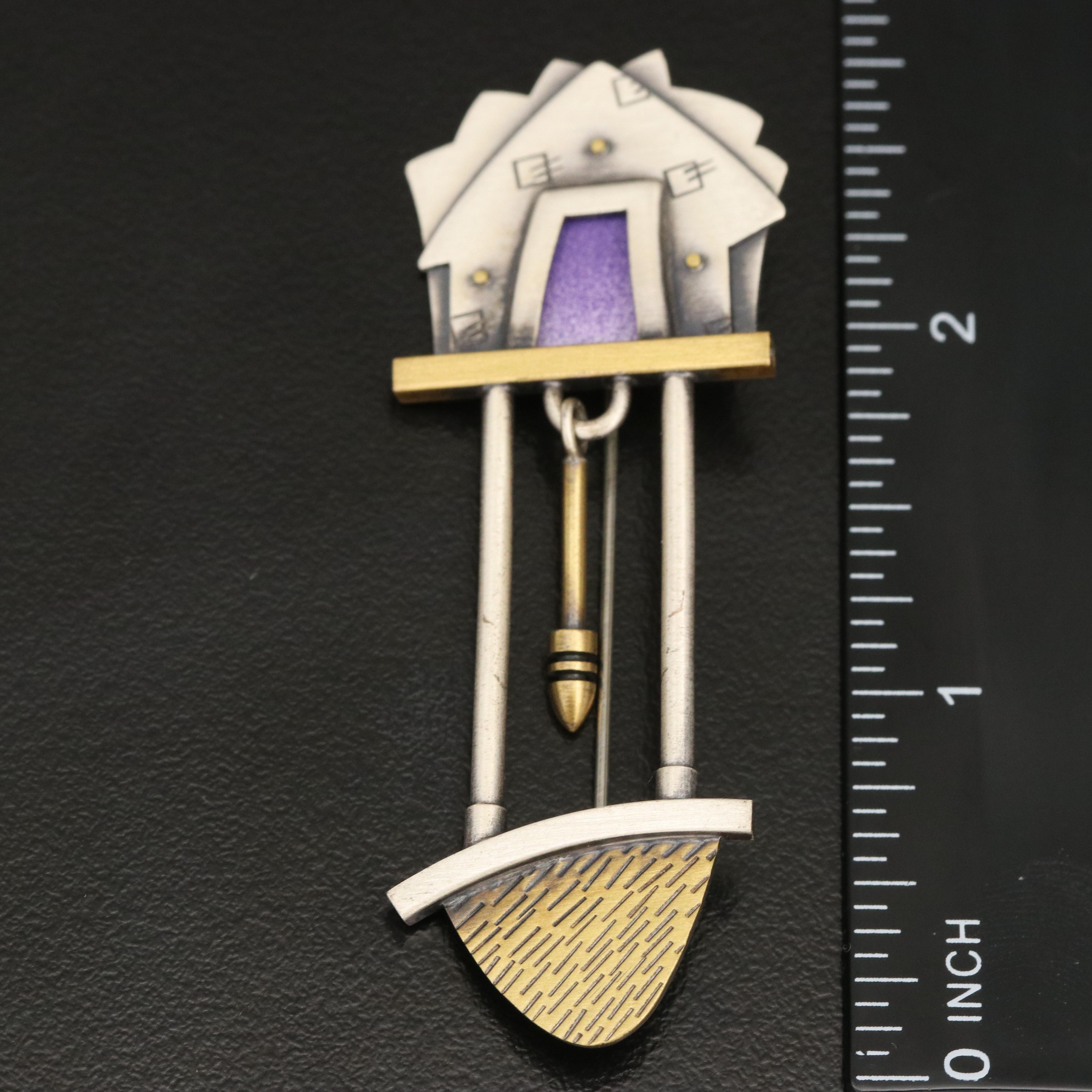 Susan Mahlstedt Studio Postmodern Clock Brooch