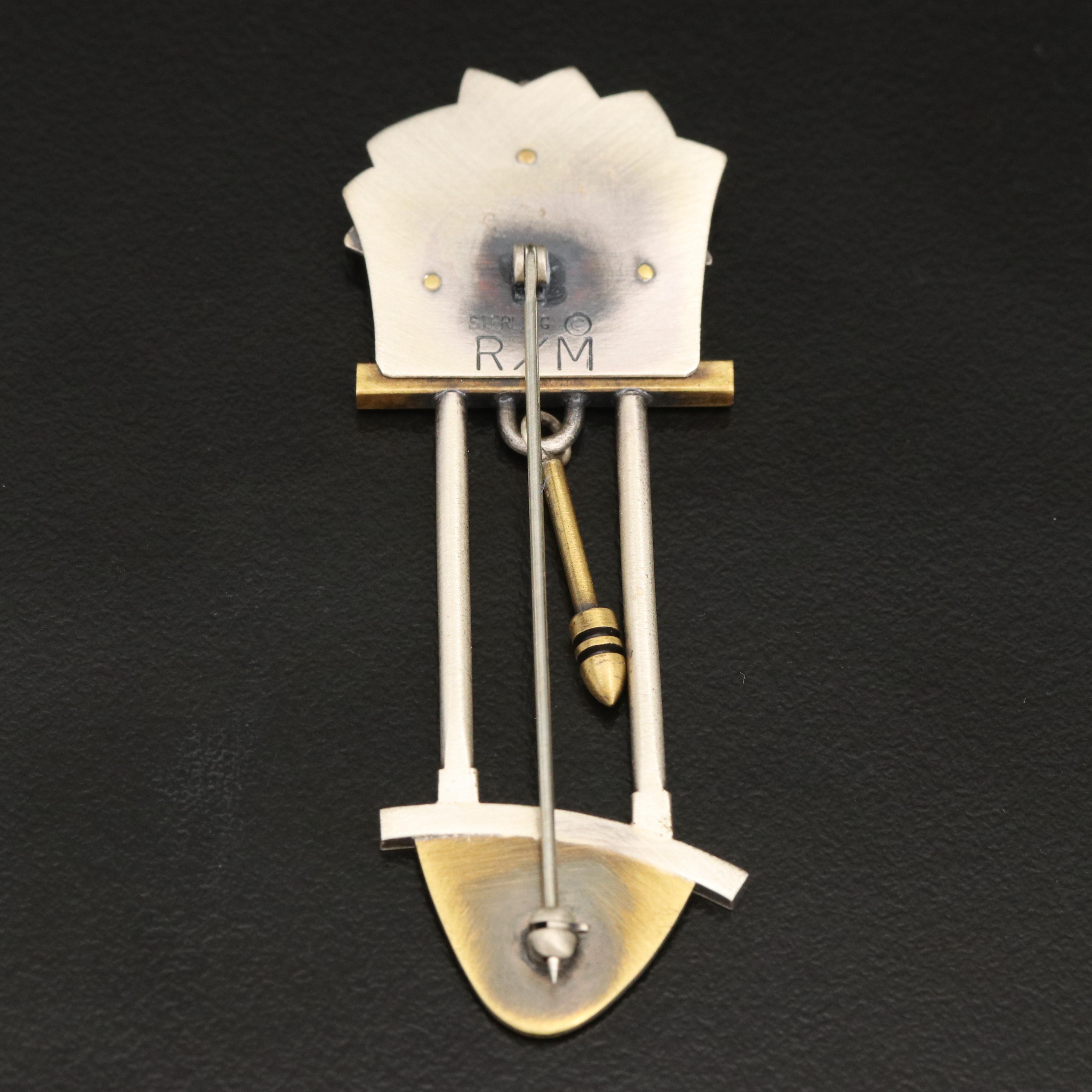 Susan Mahlstedt Studio Postmodern Clock Brooch