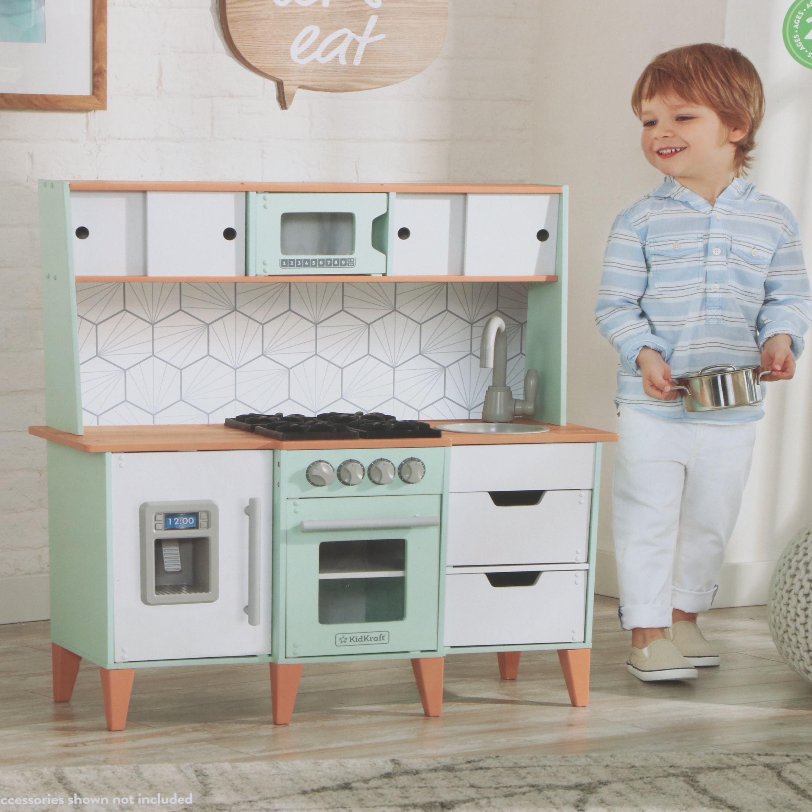 KidKraft Vintage Luxe McKinney Mid Century Modern Style Toddler Play Kitchen
