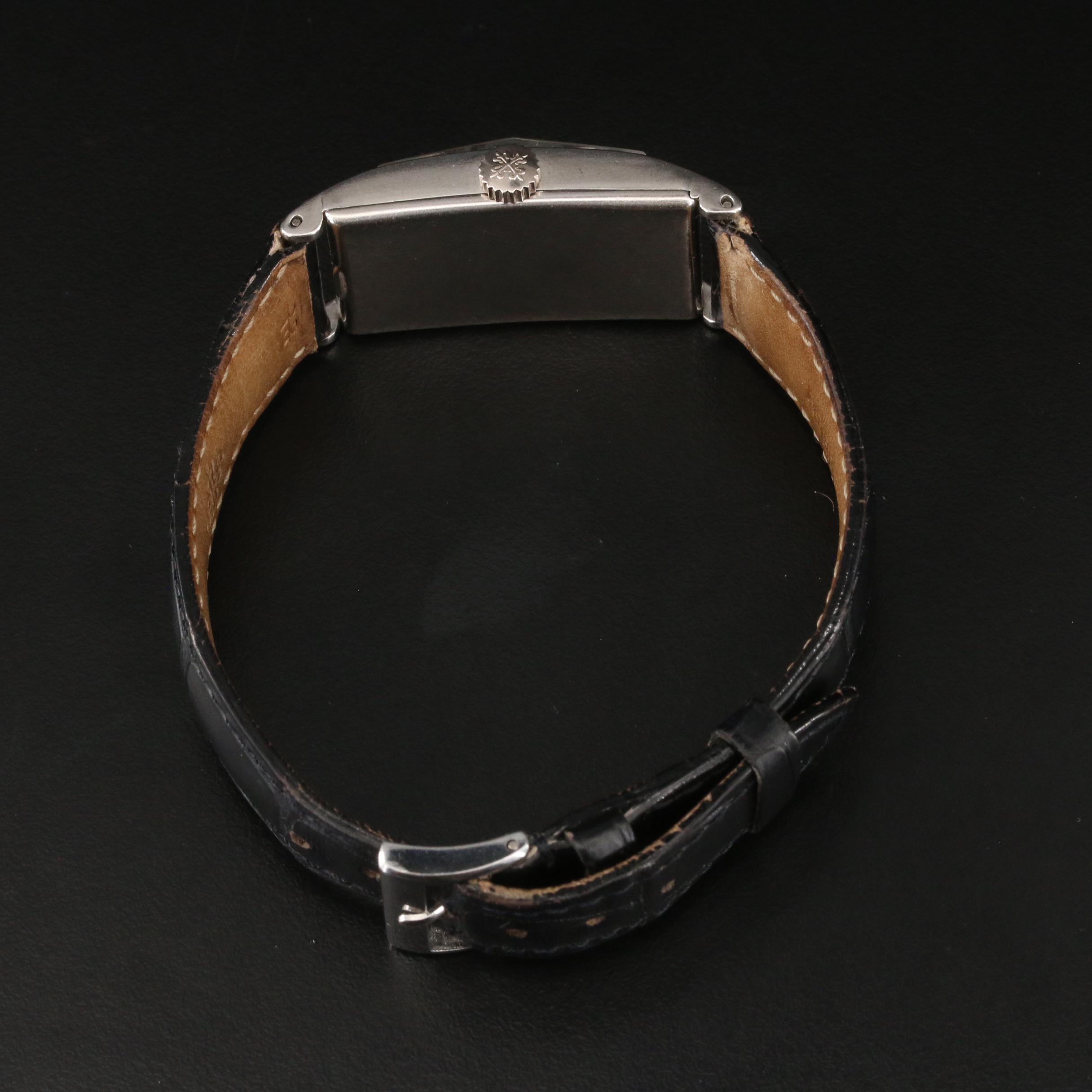 Platinum Vintage Patek Philippe Tank Style Diamond Watch