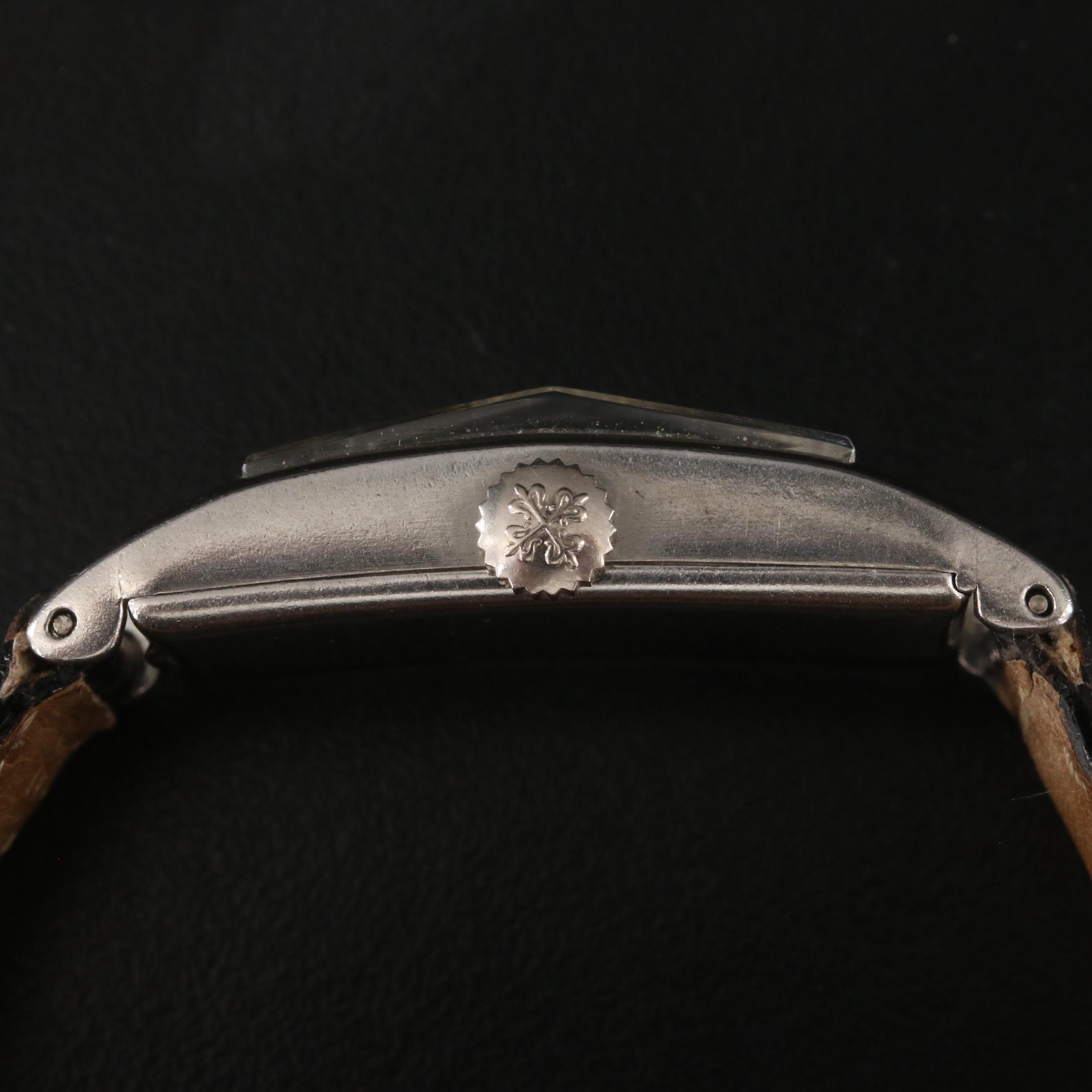 Platinum Vintage Patek Philippe Tank Style Diamond Watch