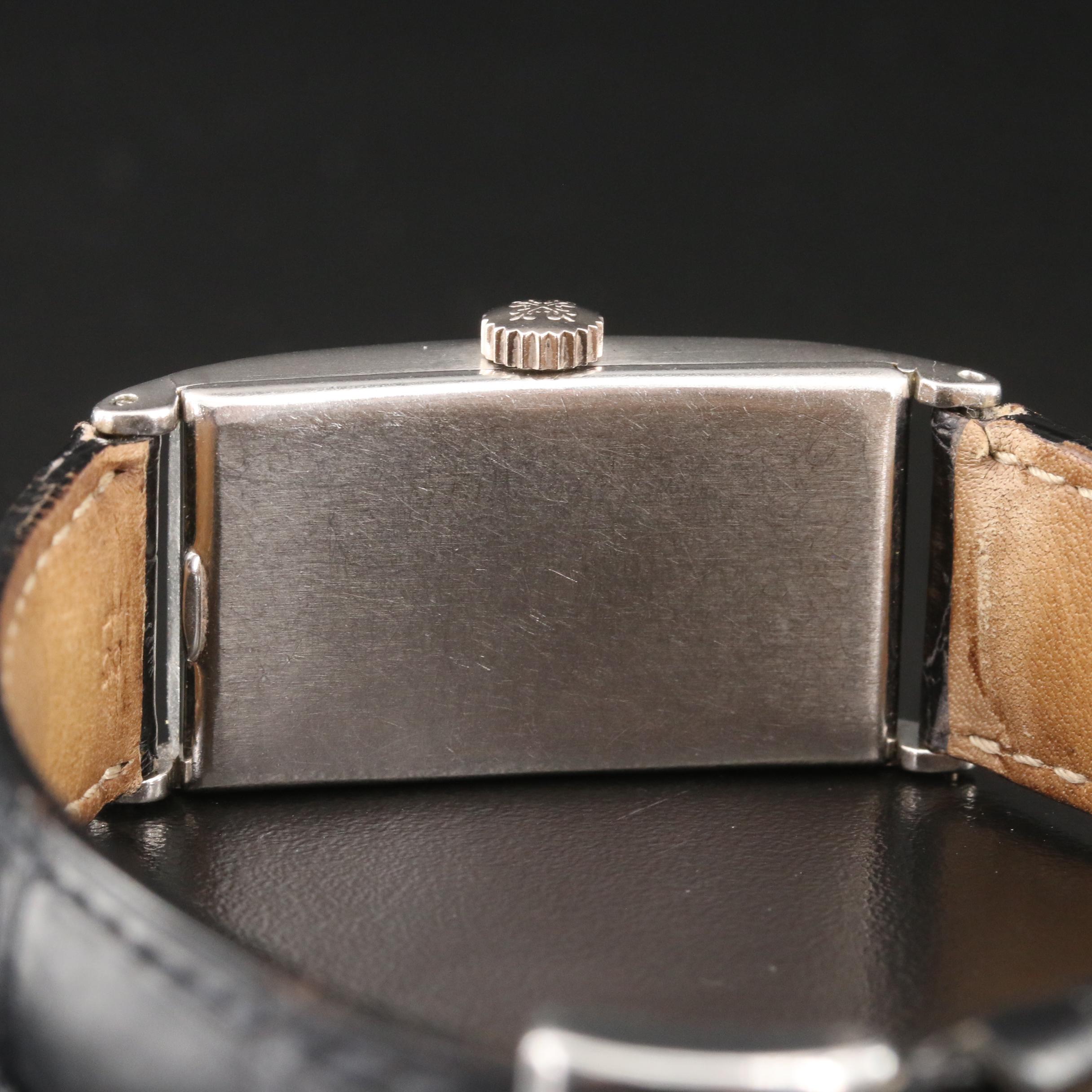 Platinum Vintage Patek Philippe Tank Style Diamond Watch