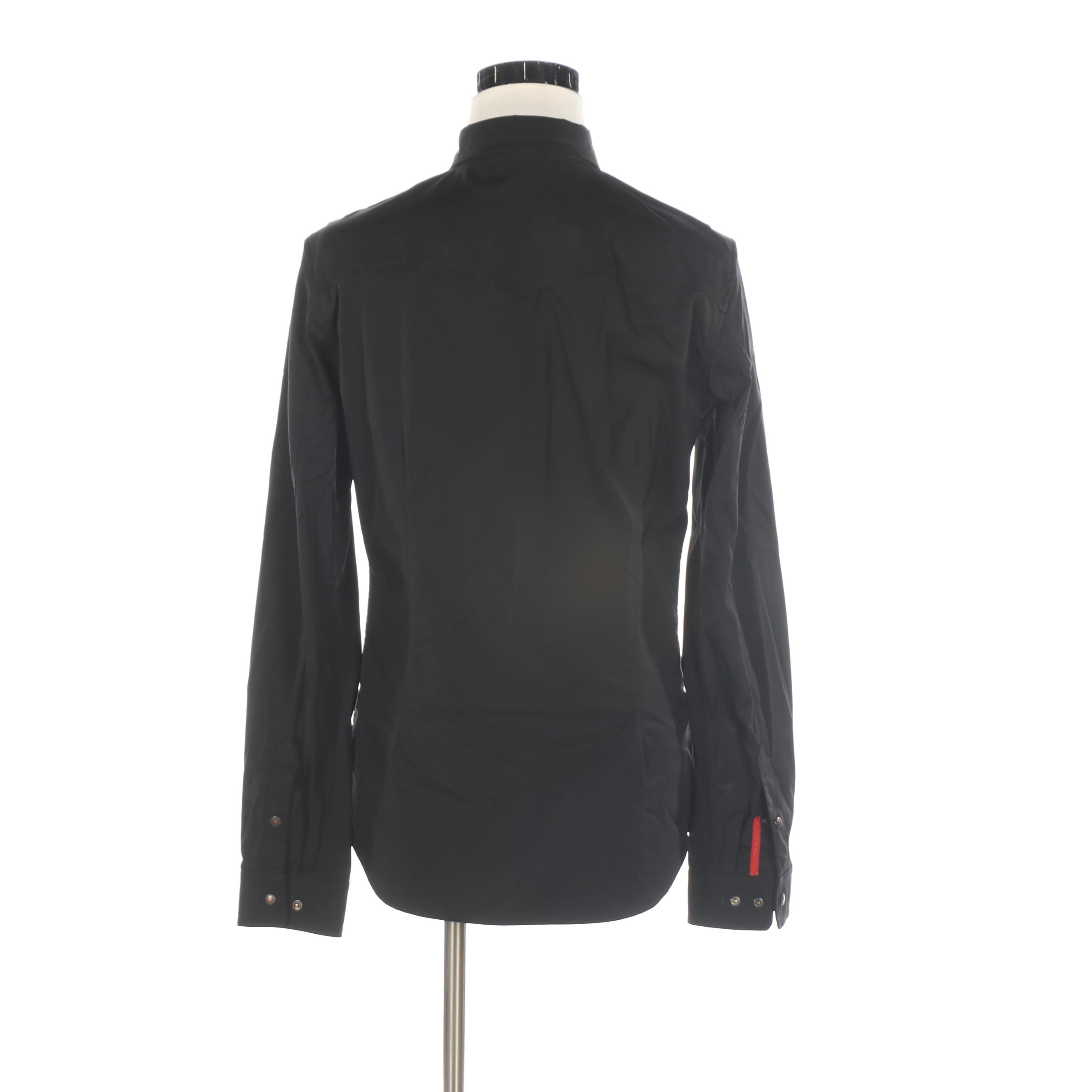 Men's Prada Sport Snap-Front Shirt in Black Stretch Nylon Gabardine