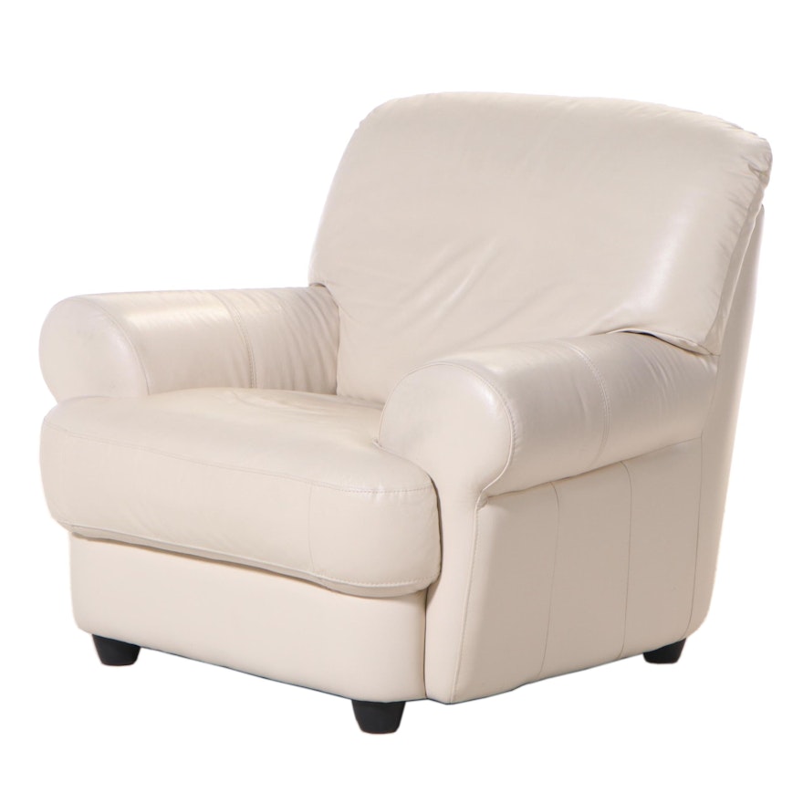 Leather Lounge Chair with Attached Cushions