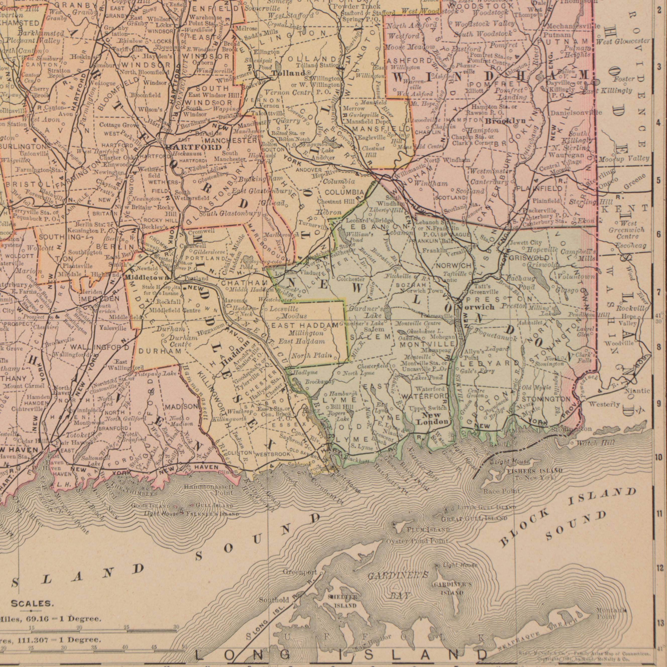 Rand, McNally & Co. Wax Engraving Map of Connecticut, circa 1890