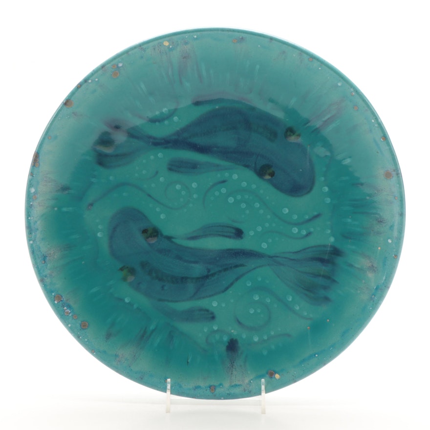 Artisan Handmade Swimming Fish Art Pottery Dish
