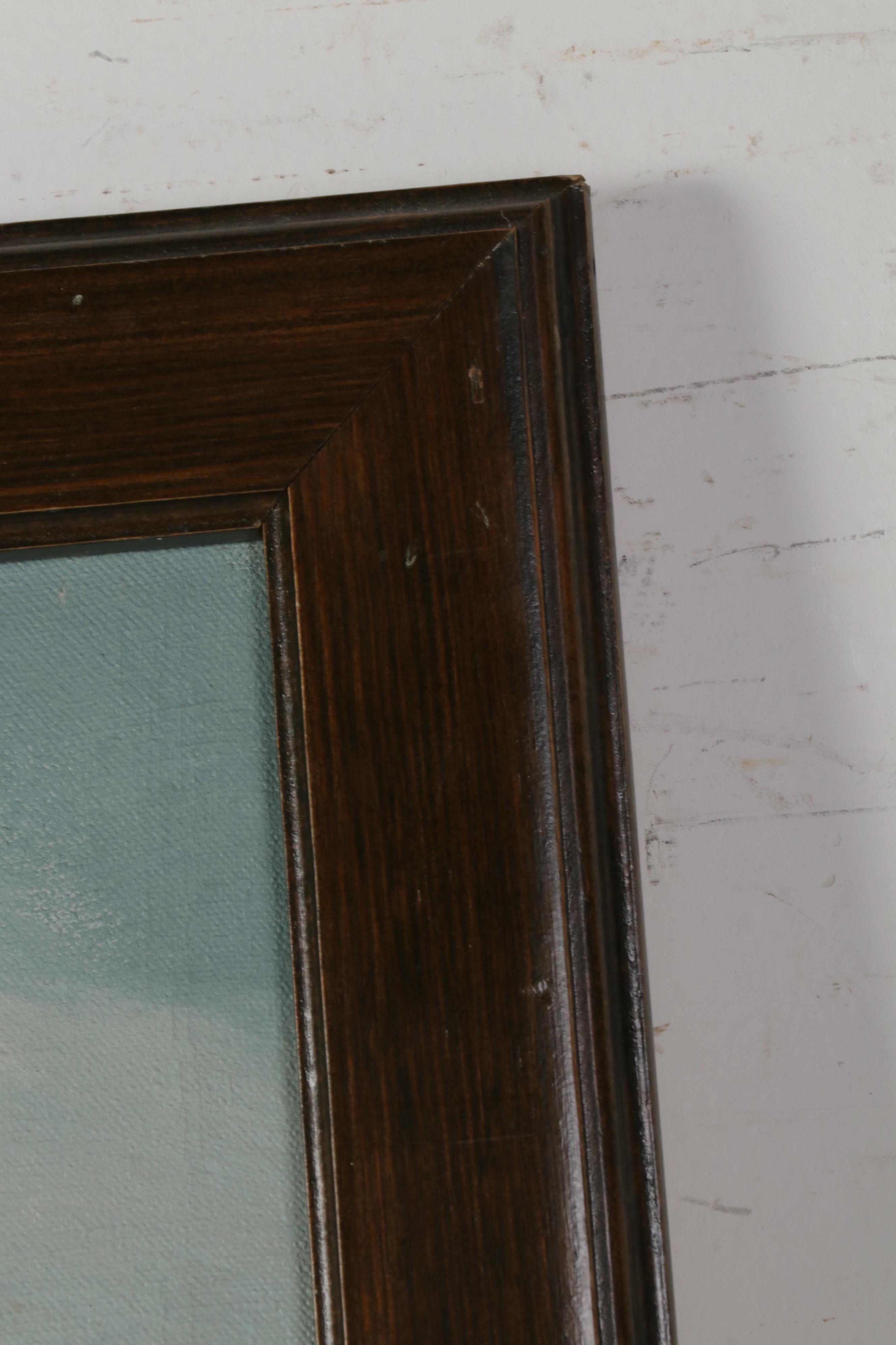 Landscape Oil Painting of Farmers Harvesting Crops, 1984