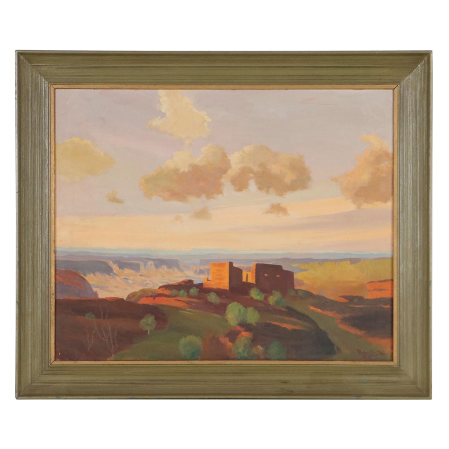 Roger Scott Southwest Landscape Oil Painting, Late 20th Century