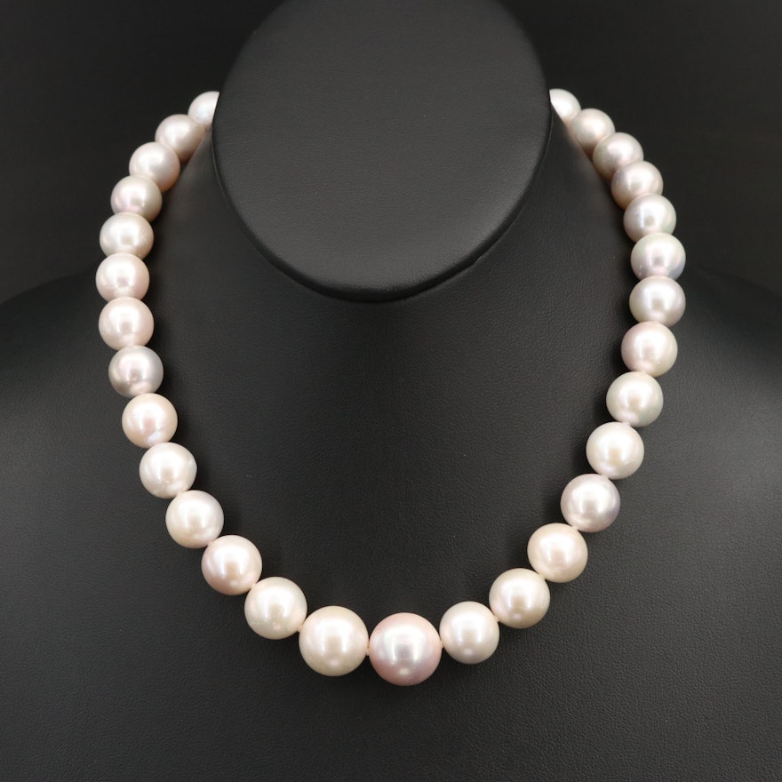 11.50 - 15.50 mm Pearl Necklace with 14K Clasp