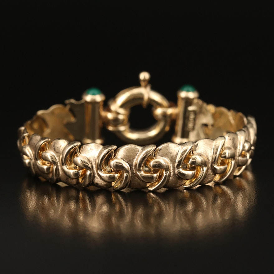 14K Fancy Link Bracelet with Chalcedony Accents