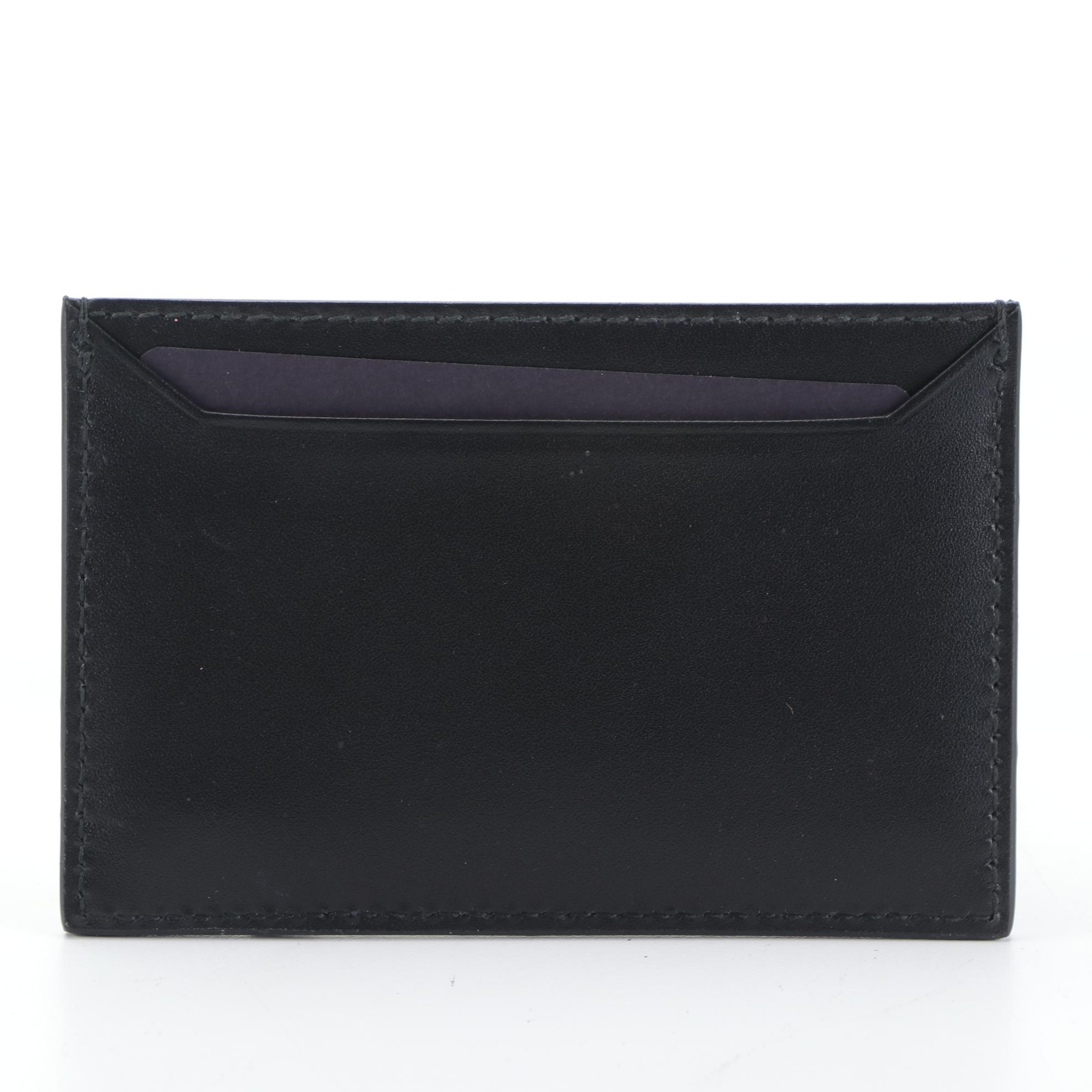 Prada Card Holder in Black Calfskin Leather with Box