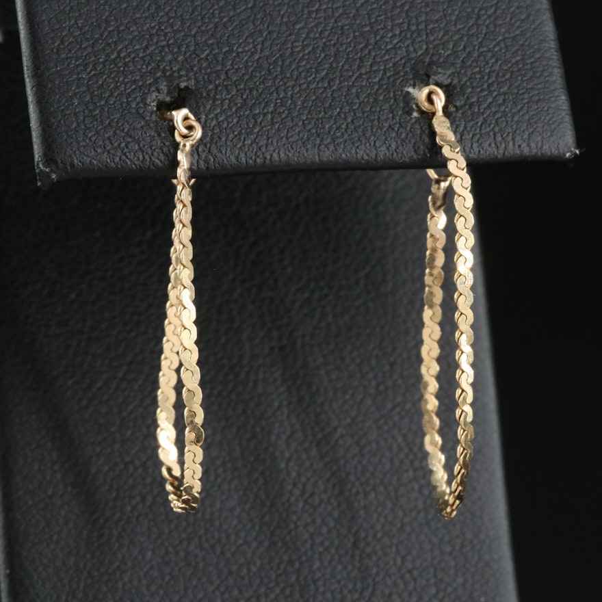 14K Serpentine Chain Hoop Earrings