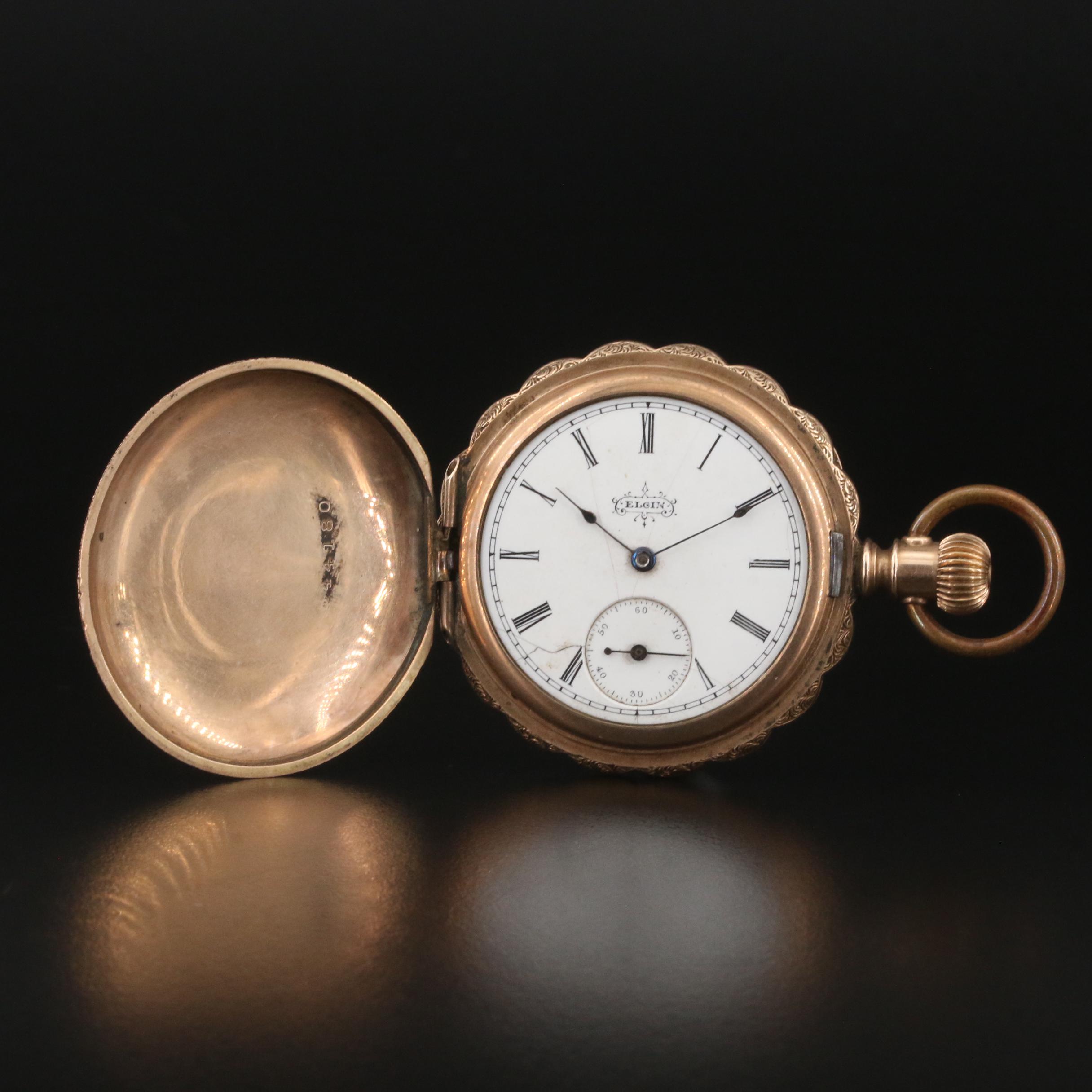 1895 Elgin Scalloped Edge Hunting Case Pocket Watch