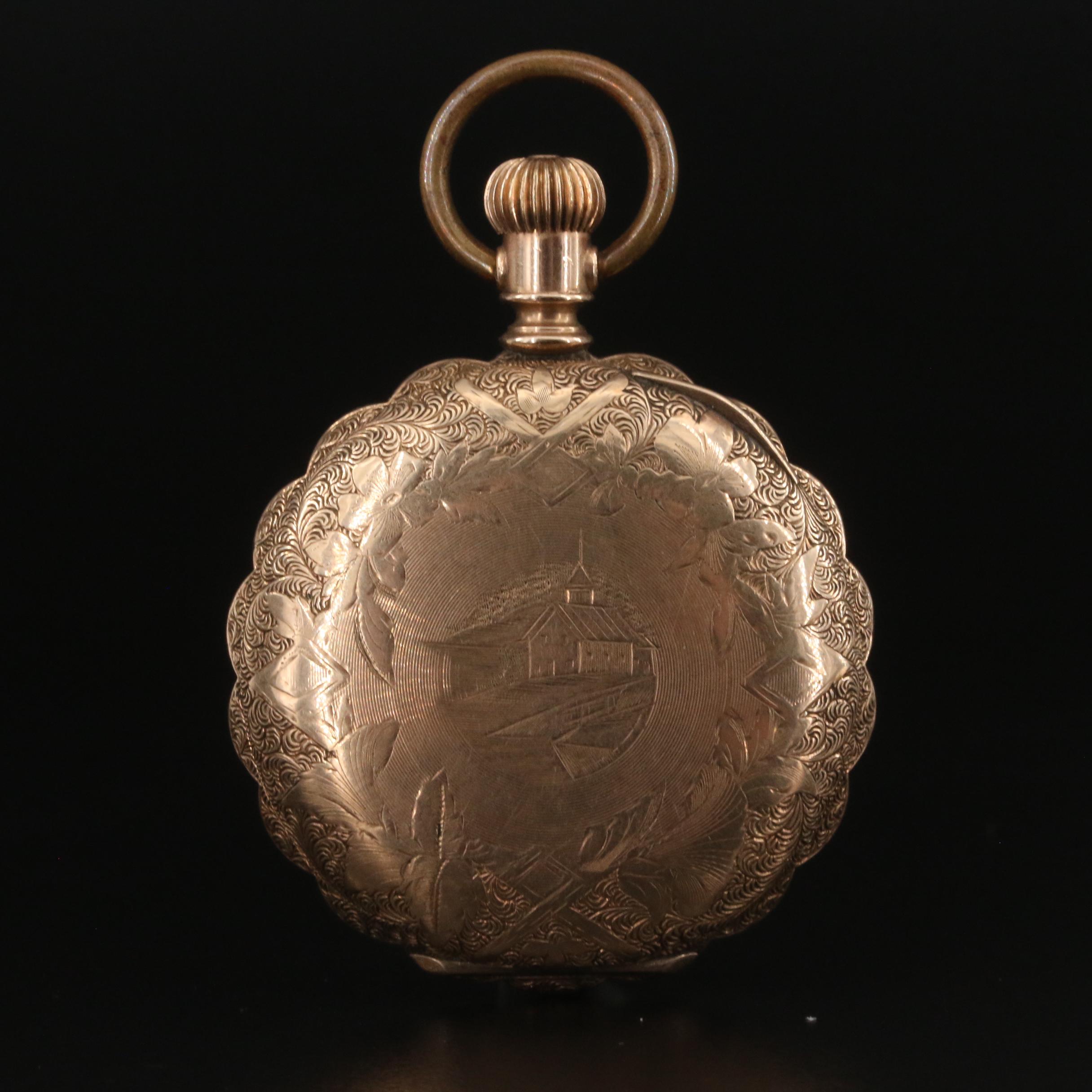 1895 Elgin Scalloped Edge Hunting Case Pocket Watch