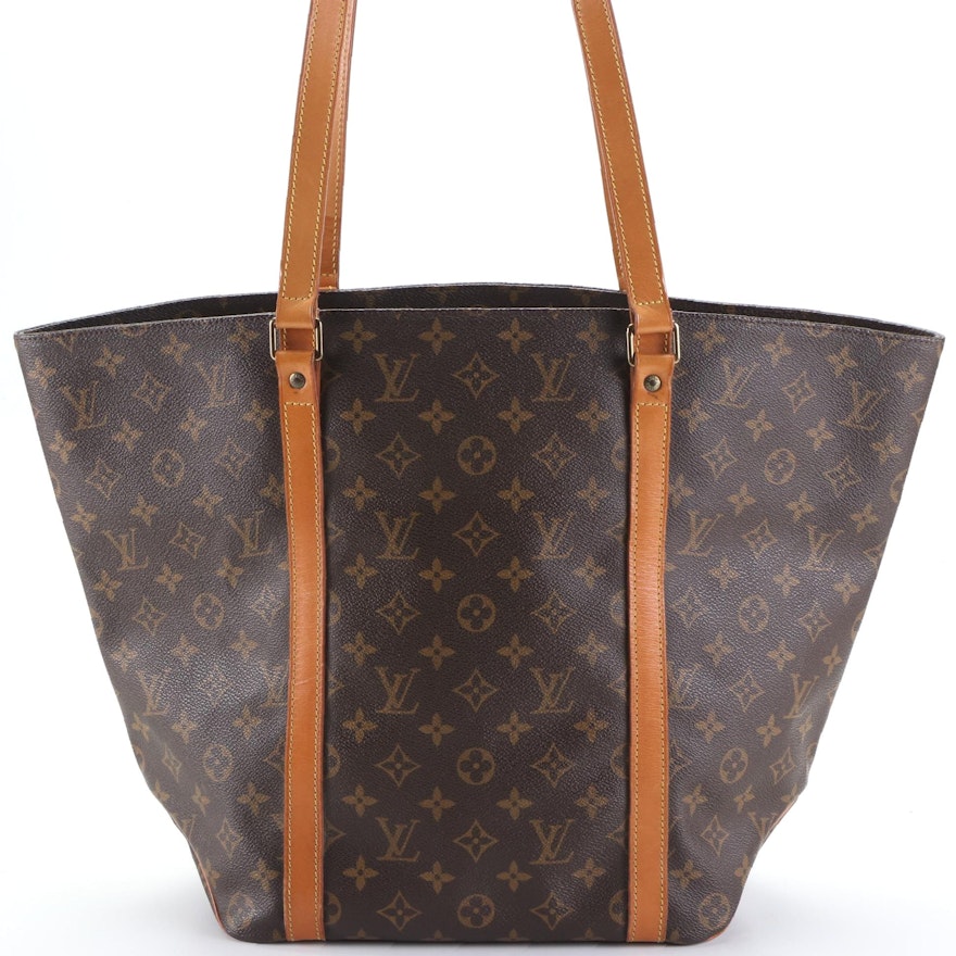Louis Vuitton Sac Shopping in Monogram Canvas and Vachetta Leather