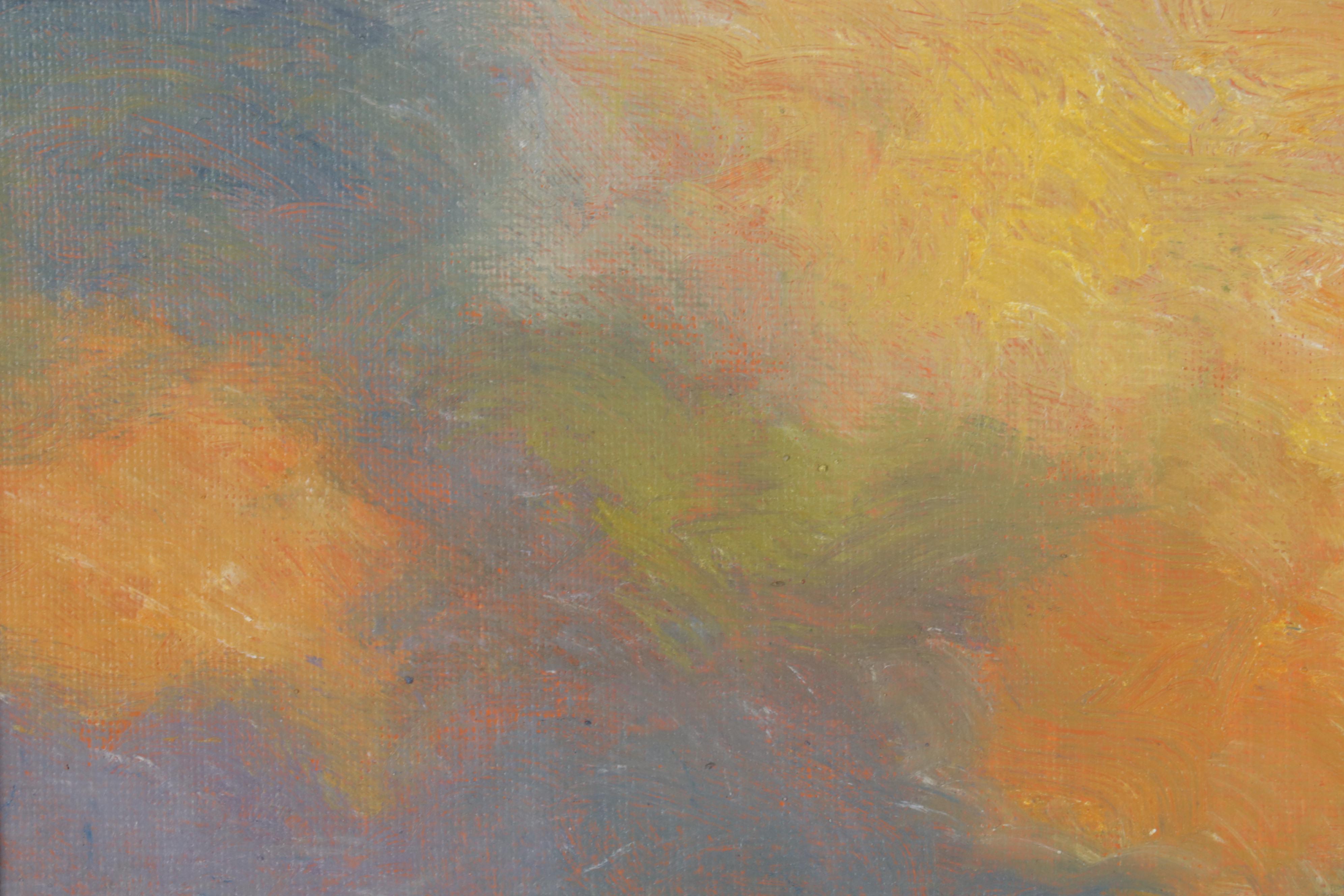 Sulmaz Radvand Seascape Oil Painting of Distant Figures on Coastal Beach, 2022