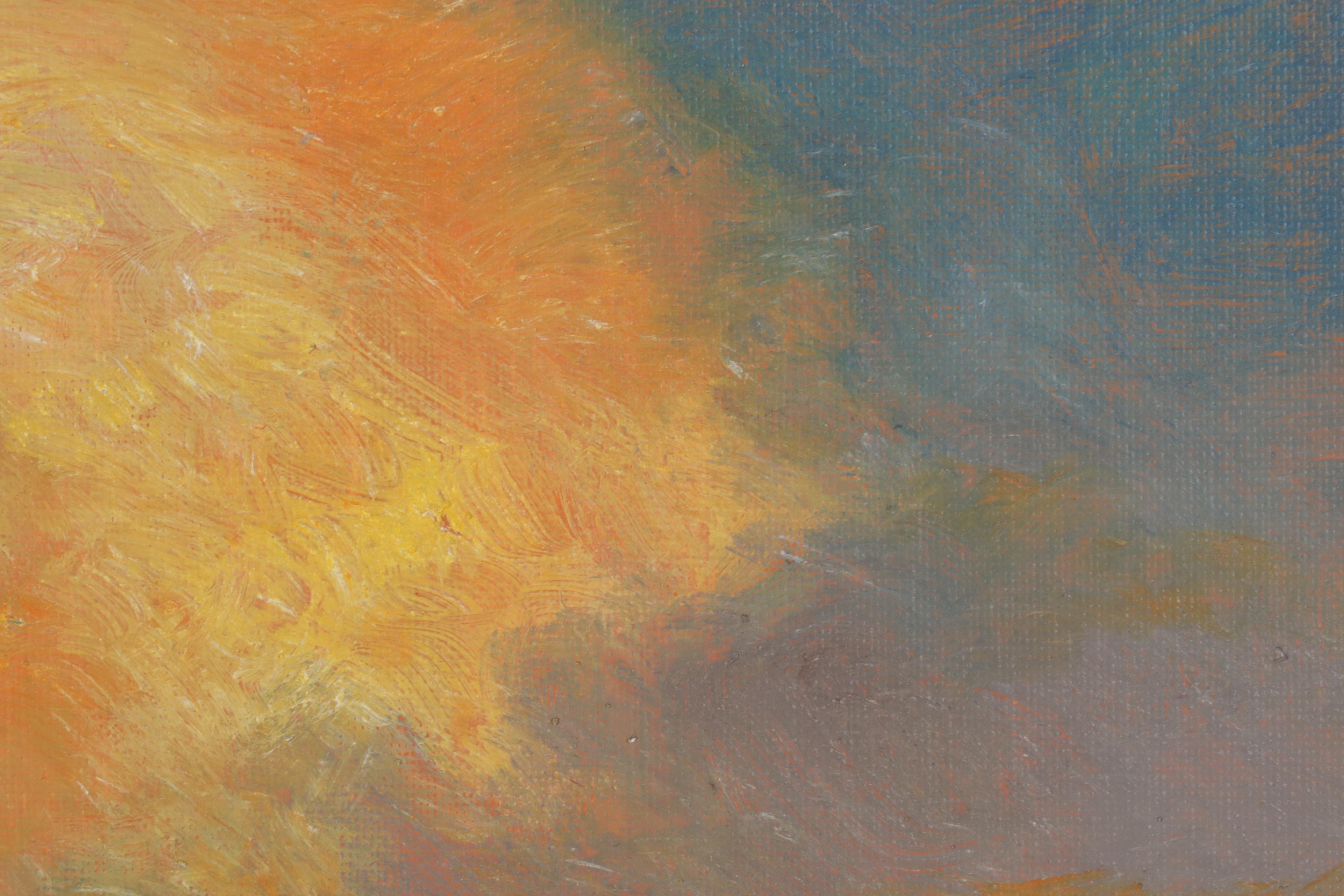 Sulmaz Radvand Seascape Oil Painting of Distant Figures on Coastal Beach, 2022