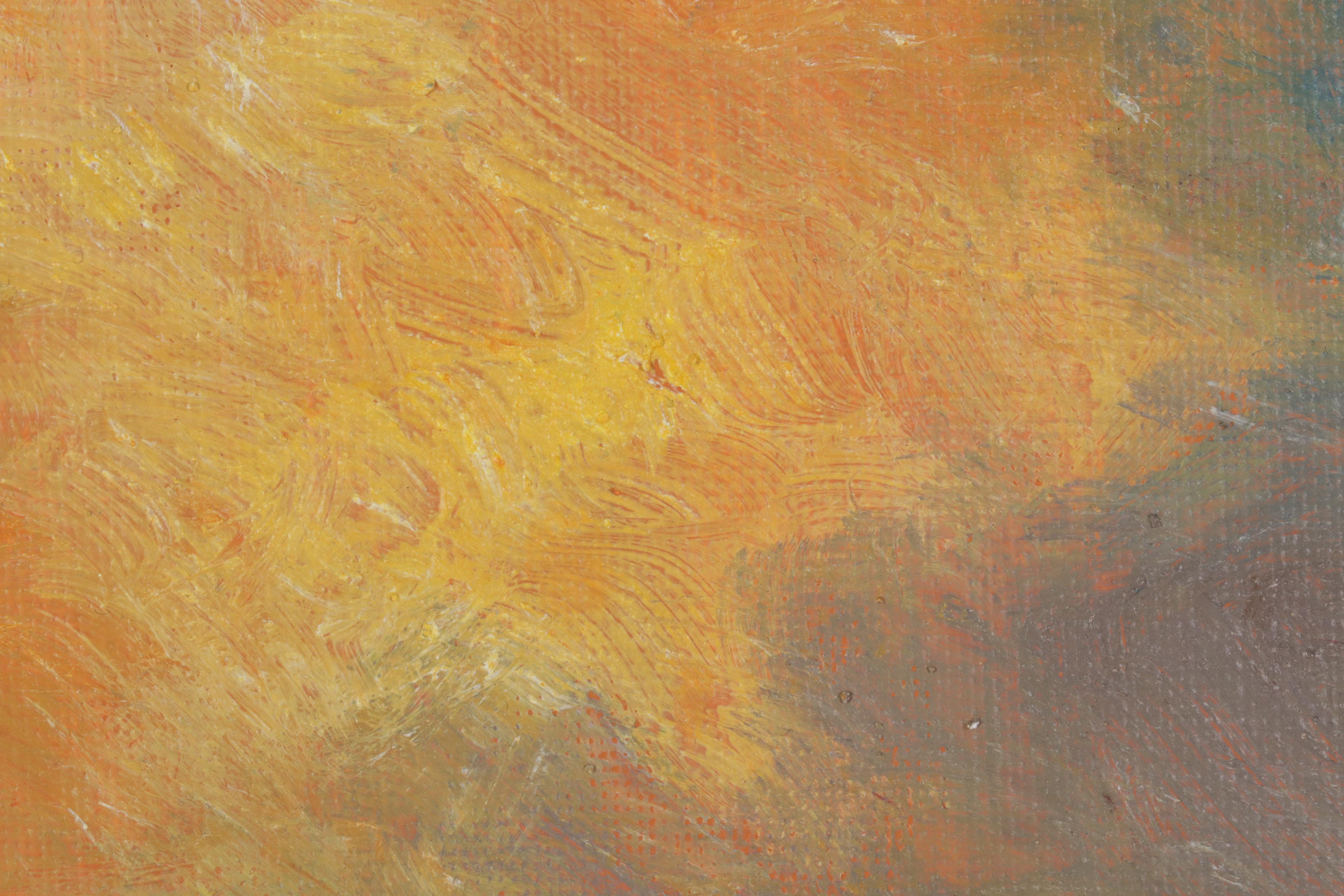 Sulmaz Radvand Seascape Oil Painting of Distant Figures on Coastal Beach, 2022