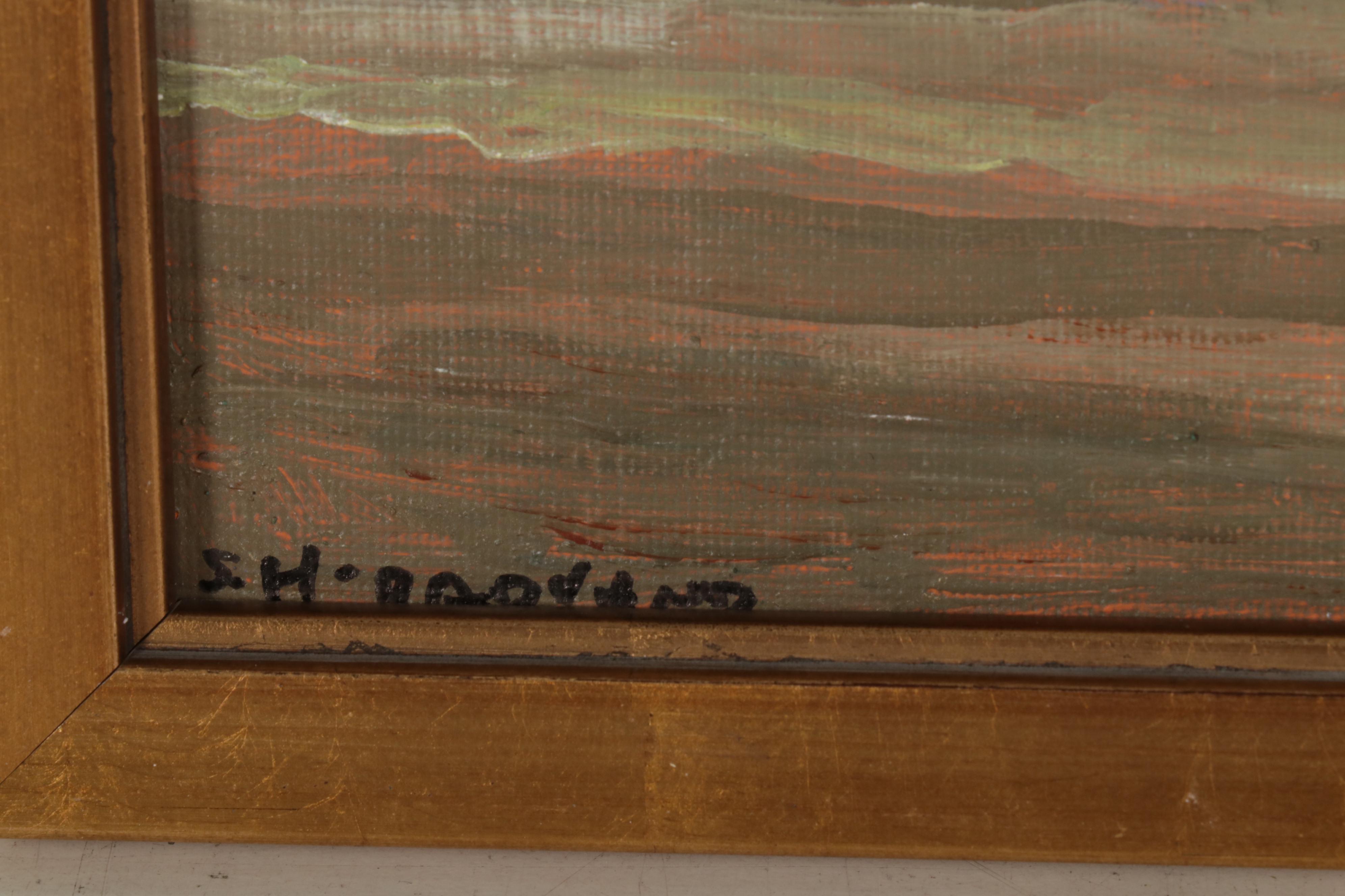 Sulmaz Radvand Seascape Oil Painting of Distant Figures on Coastal Beach, 2022