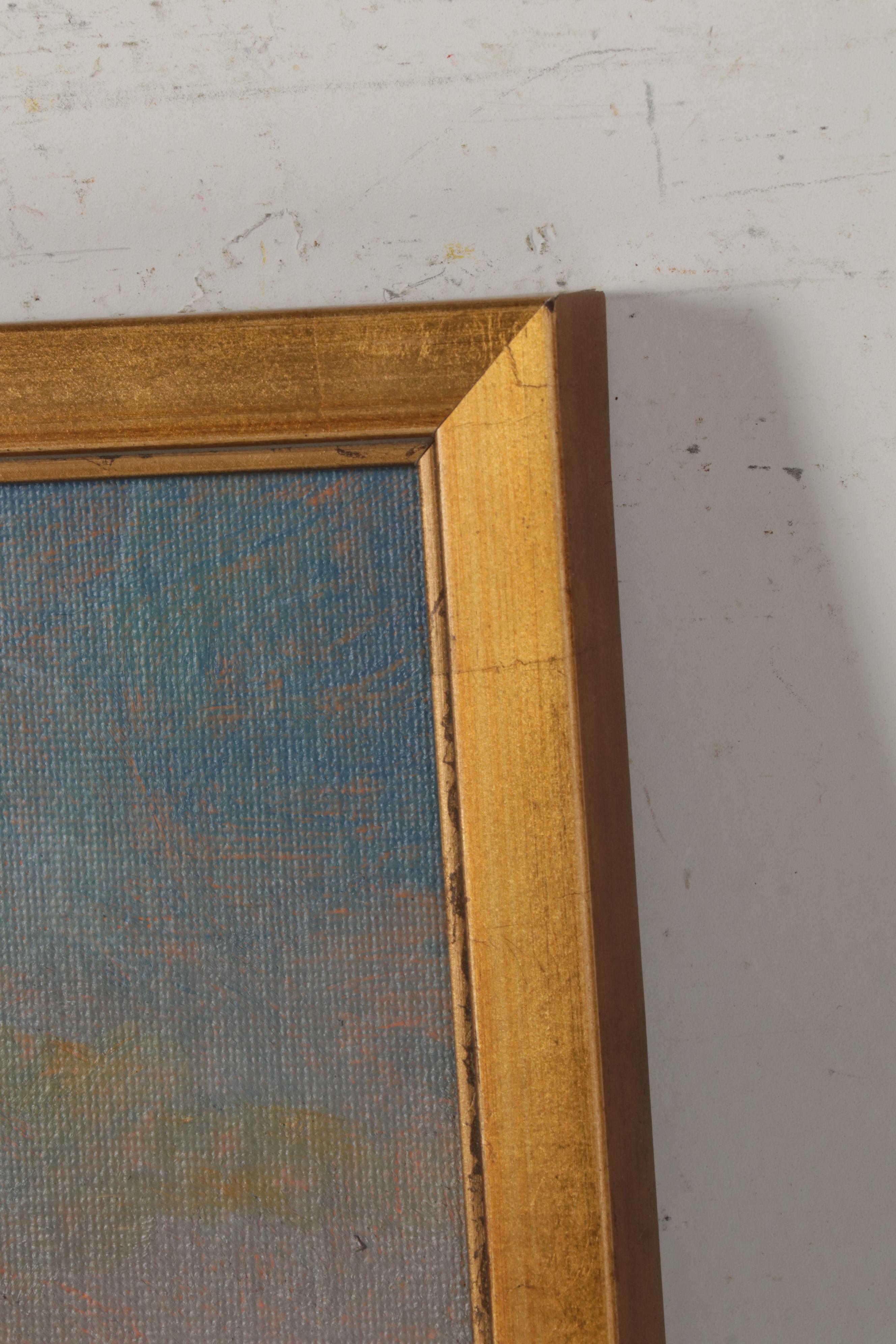 Sulmaz Radvand Seascape Oil Painting of Distant Figures on Coastal Beach, 2022