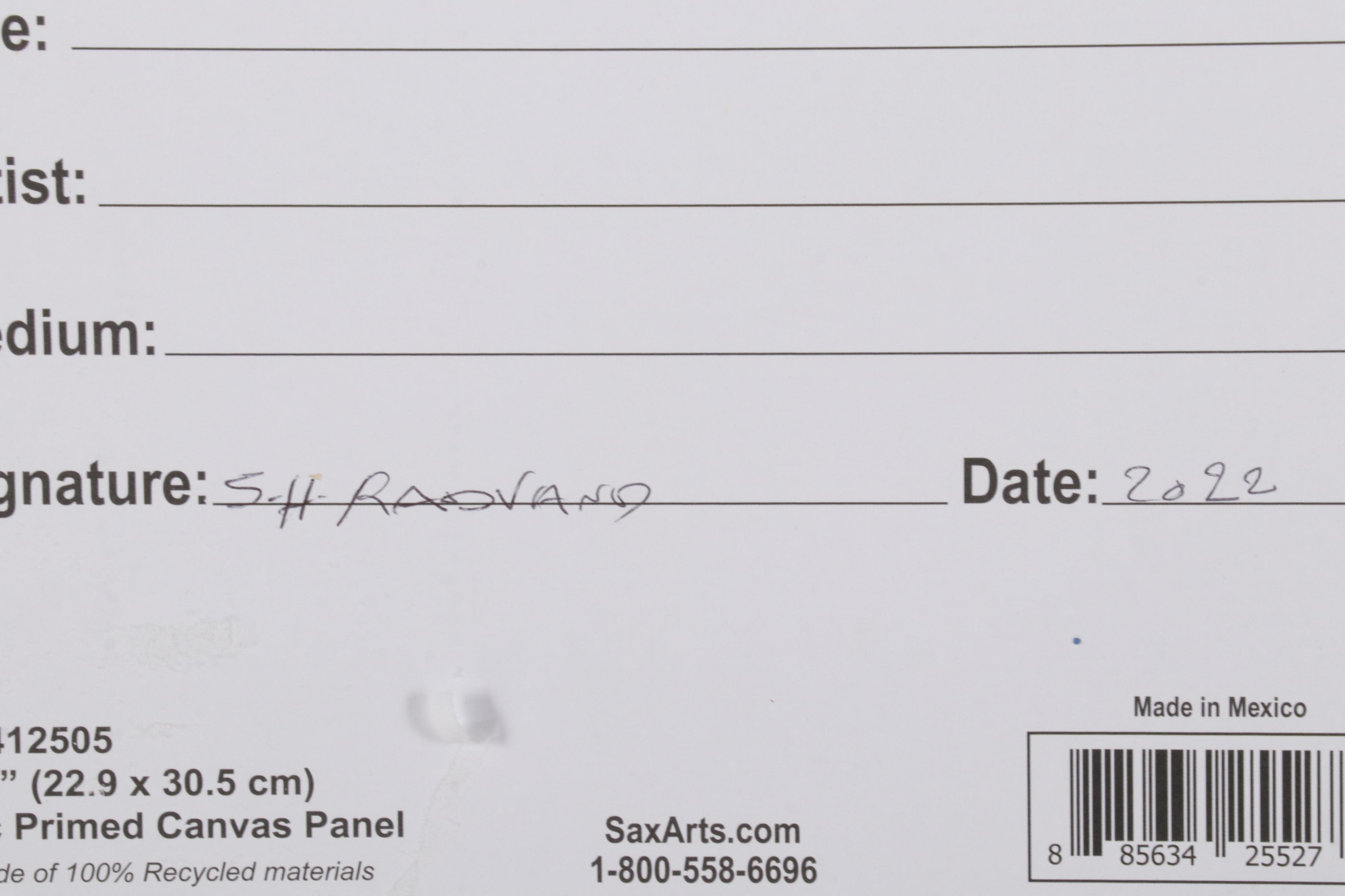 Sulmaz Radvand Seascape Oil Painting of Distant Figures on Coastal Beach, 2022