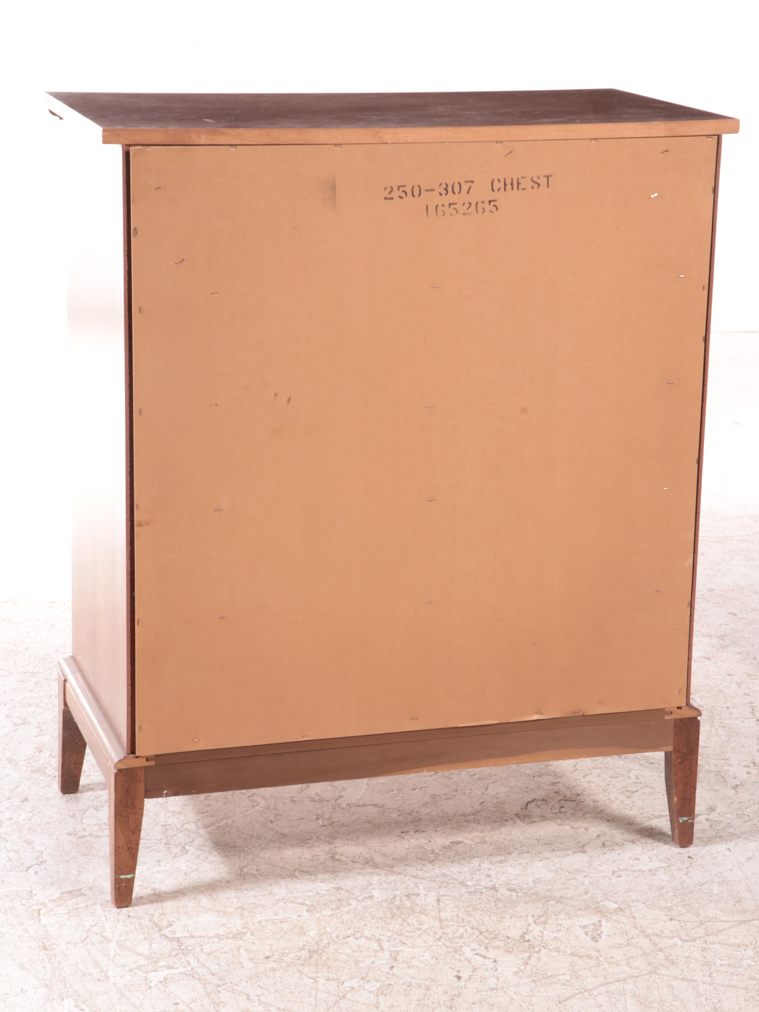 Dixie Neoclassical Style Oak Five-Drawer Chest, circa 1970
