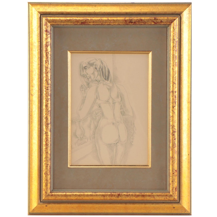 Figural Graphite Drawing of a Female Nude