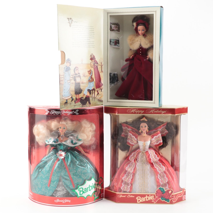 Mattel Barbie "Happy Holidays" and "Victorian Elegance" Dolls, 1994–1997