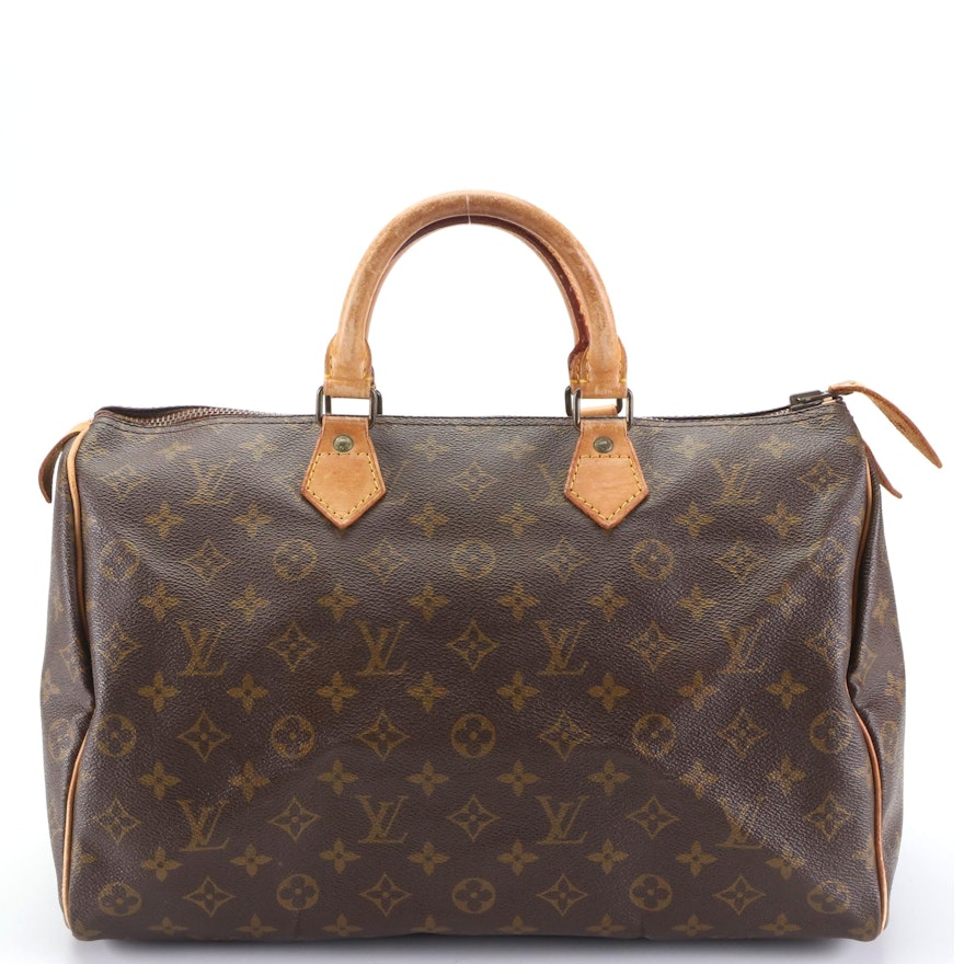 Louis Vuitton Speedy 35 Bag in Monogram Canvas and Vachetta Leather