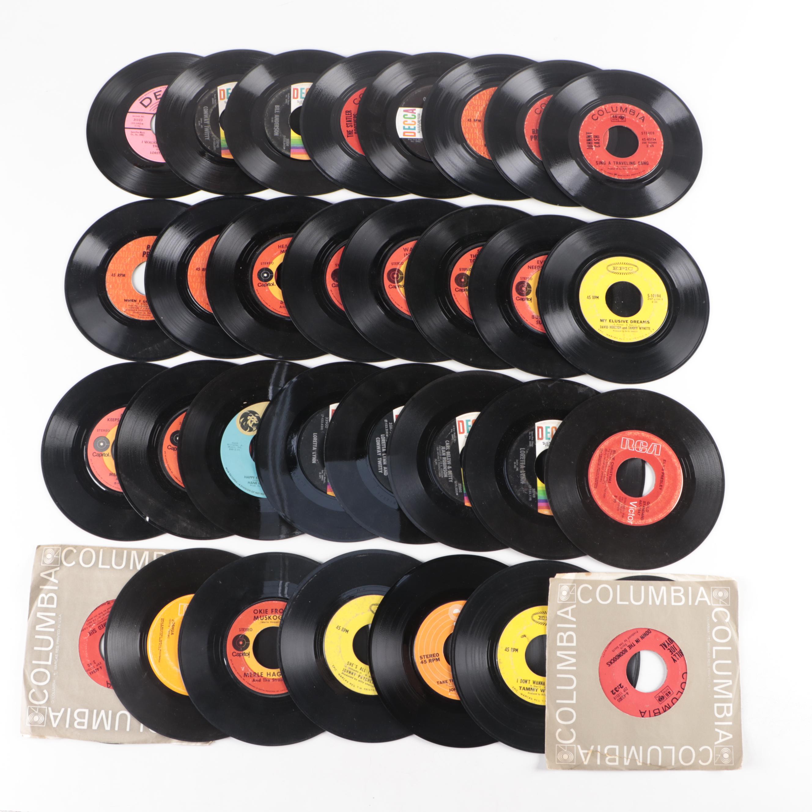 Johnny Cash, Dolly Parton, Tammy Wynette and More Country 45 RPM Records