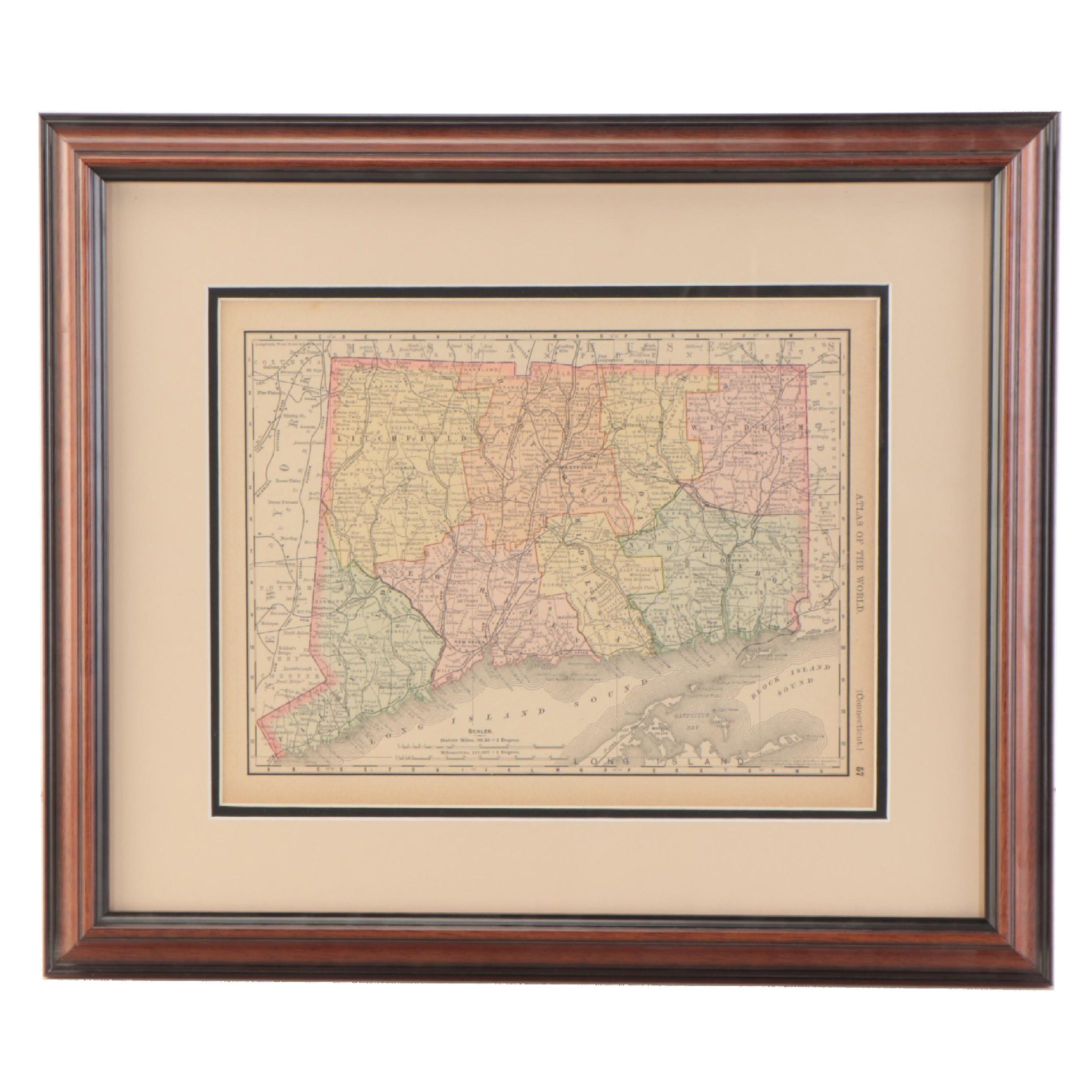 Rand, McNally & Co. Wax Engraving Map of Connecticut, circa 1890