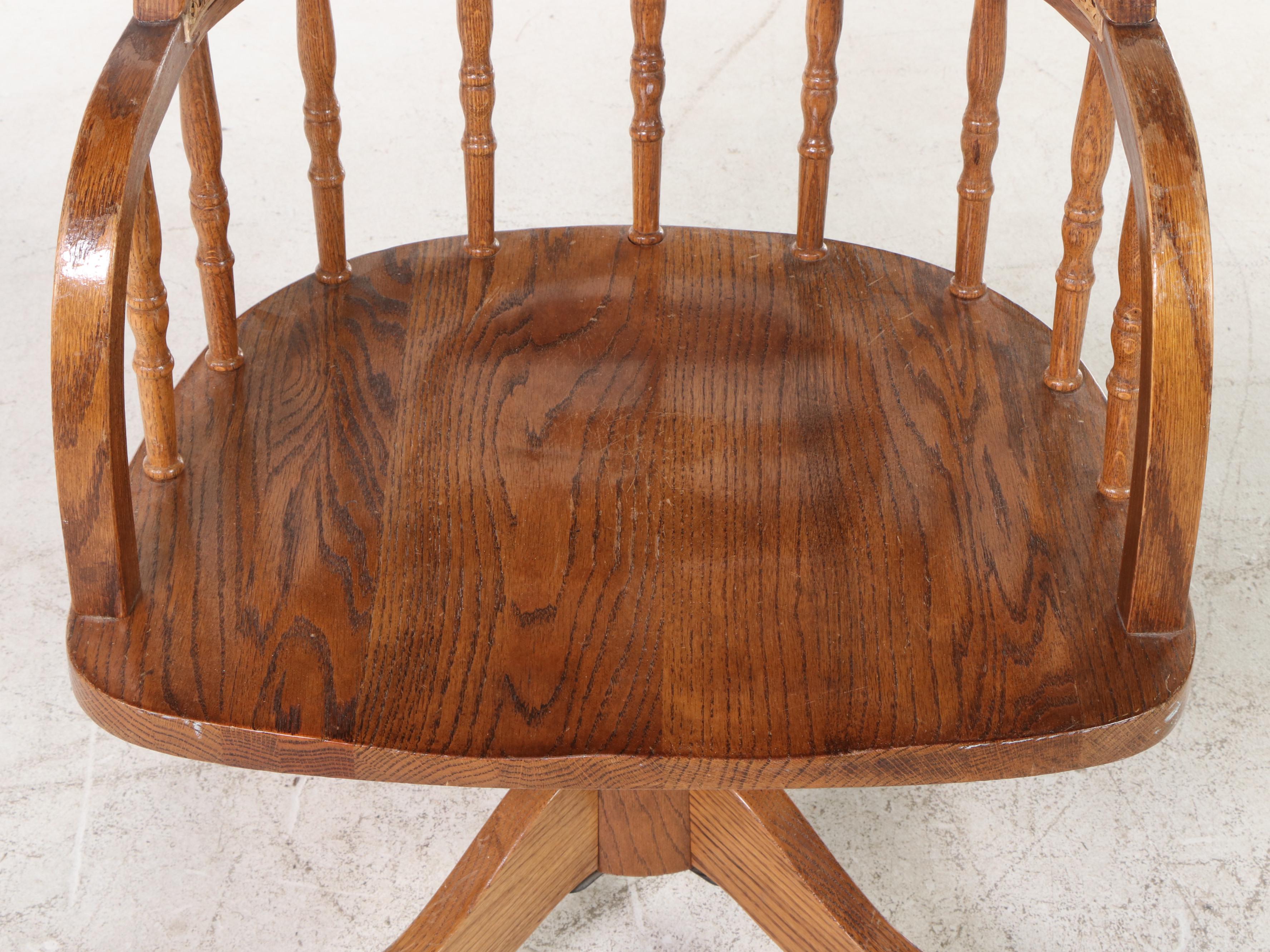 OakMaster Swivel Desk Chair with Caned Back