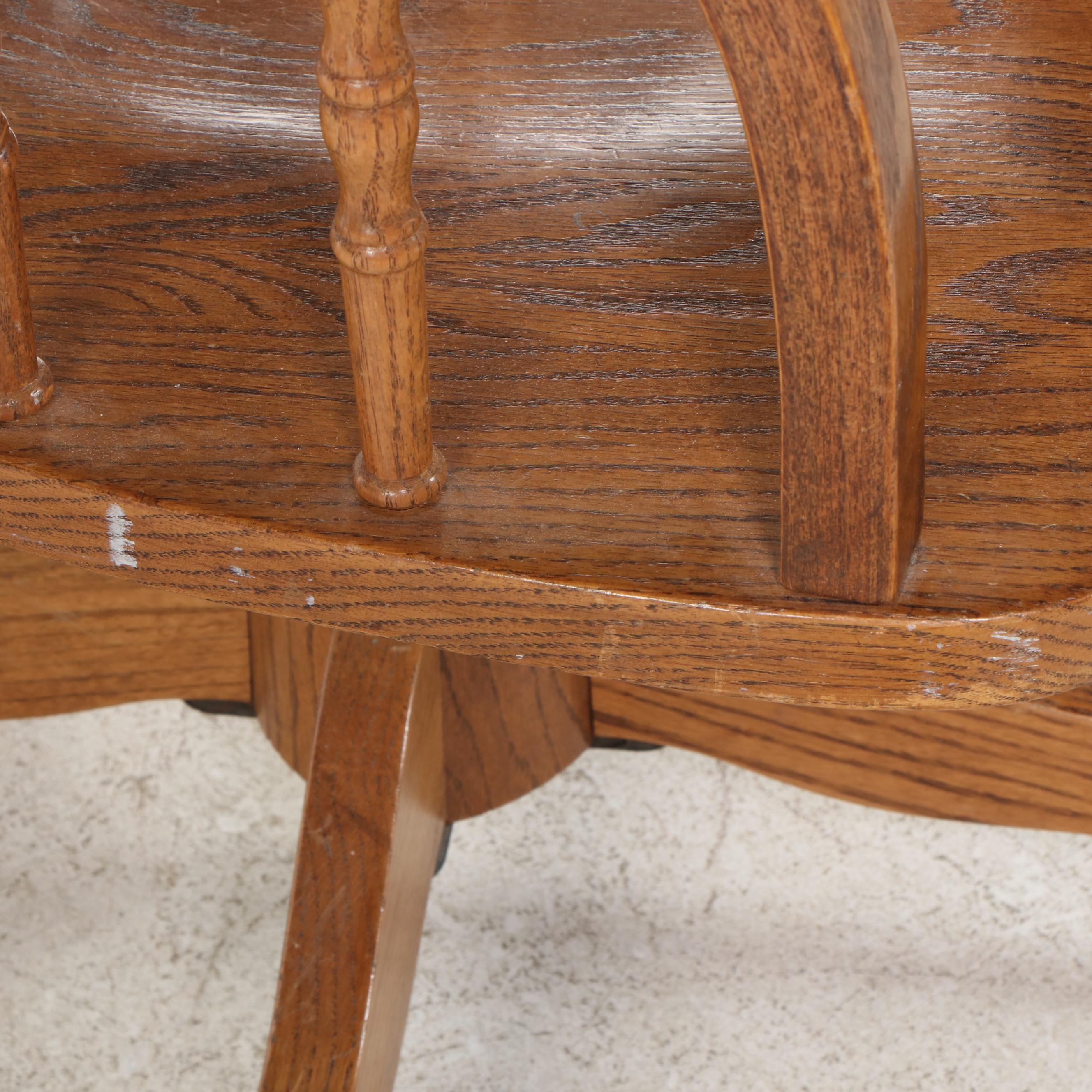 OakMaster Swivel Desk Chair with Caned Back