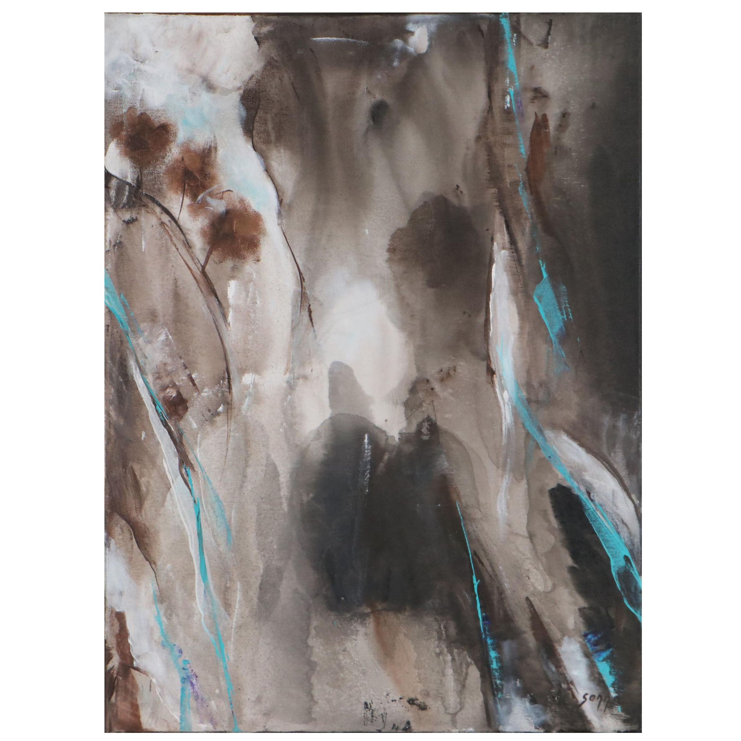 Sanna Abstract Acrylic Painting "An Uprooting," 21st Century