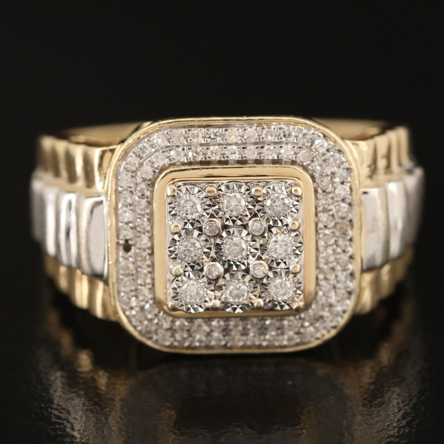10K Watchband Style 0.26 CTW Diamond Halo Ring