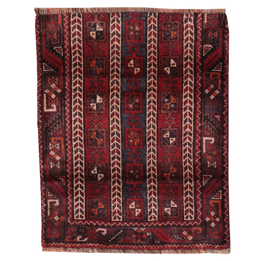 2'8 x 3'5 Hand-Knotted Afghan Baluch Accent Rug