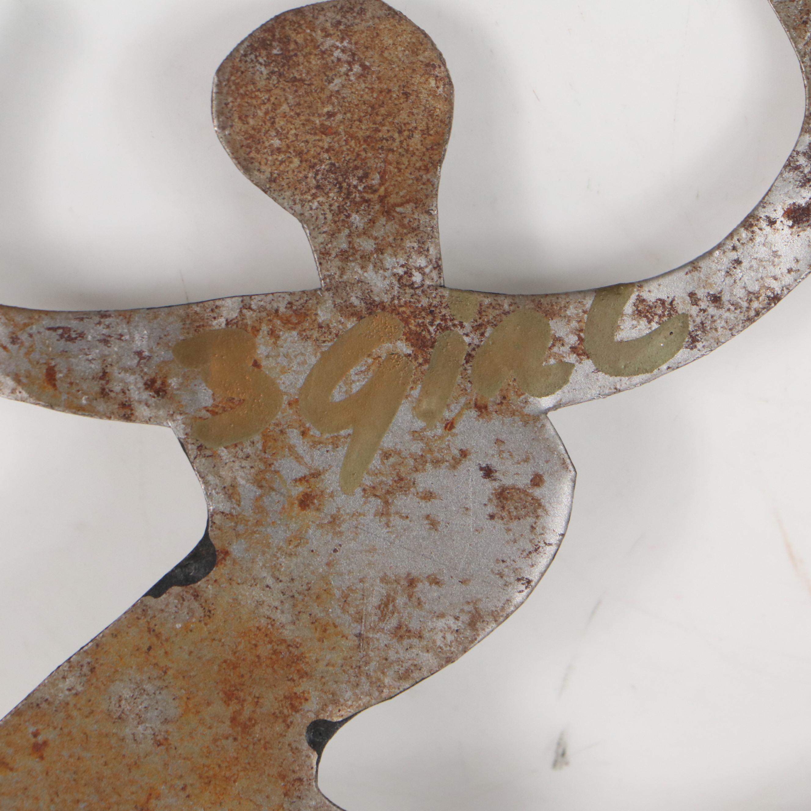 Hand-Painted Folk Art Metal Cutout of Dancing Figures